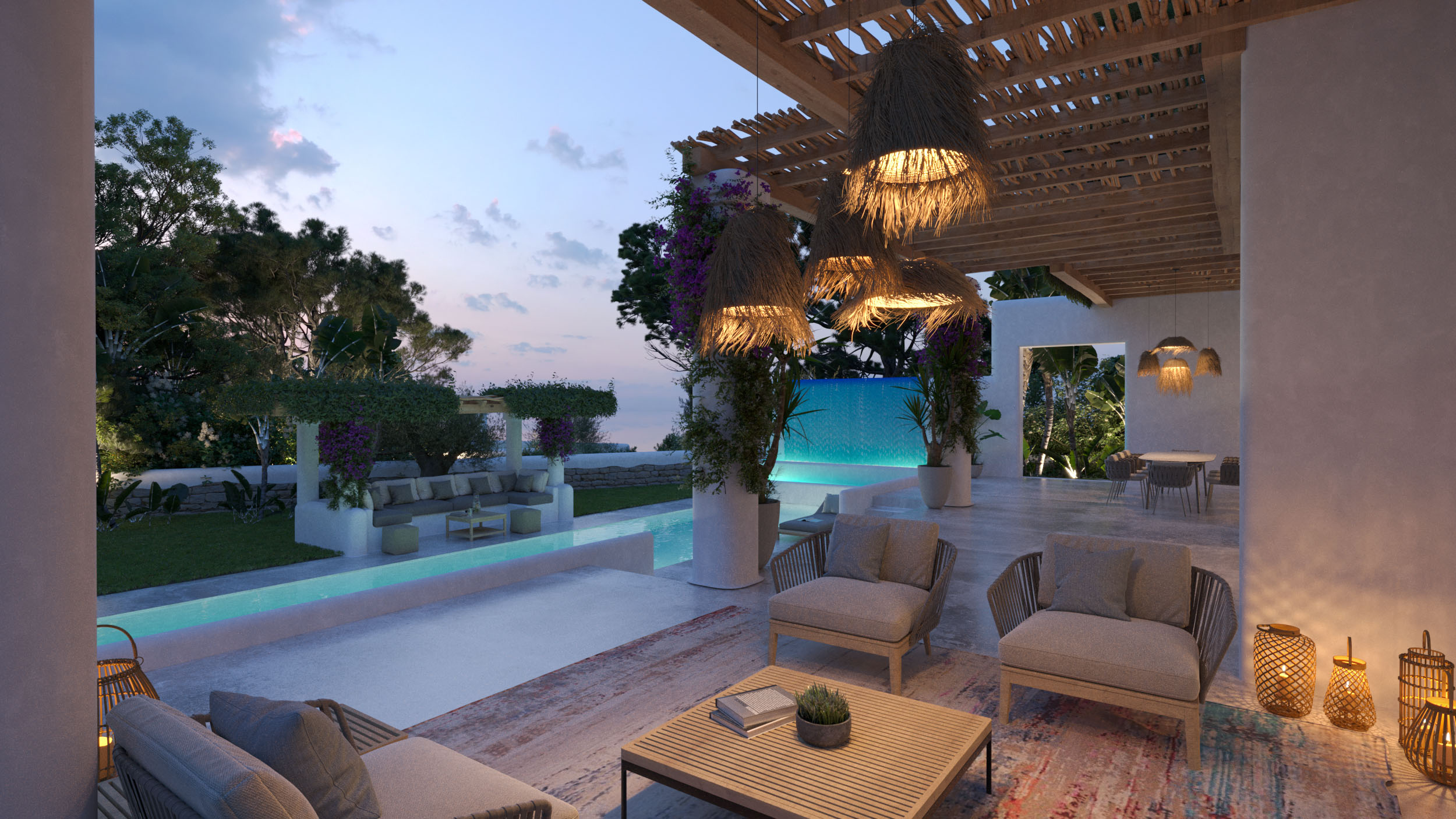 Hippiements Village Ibiza Waterfront Luxury Villas 3D Visualization 3D Render, Digital Artwork by gmsvision