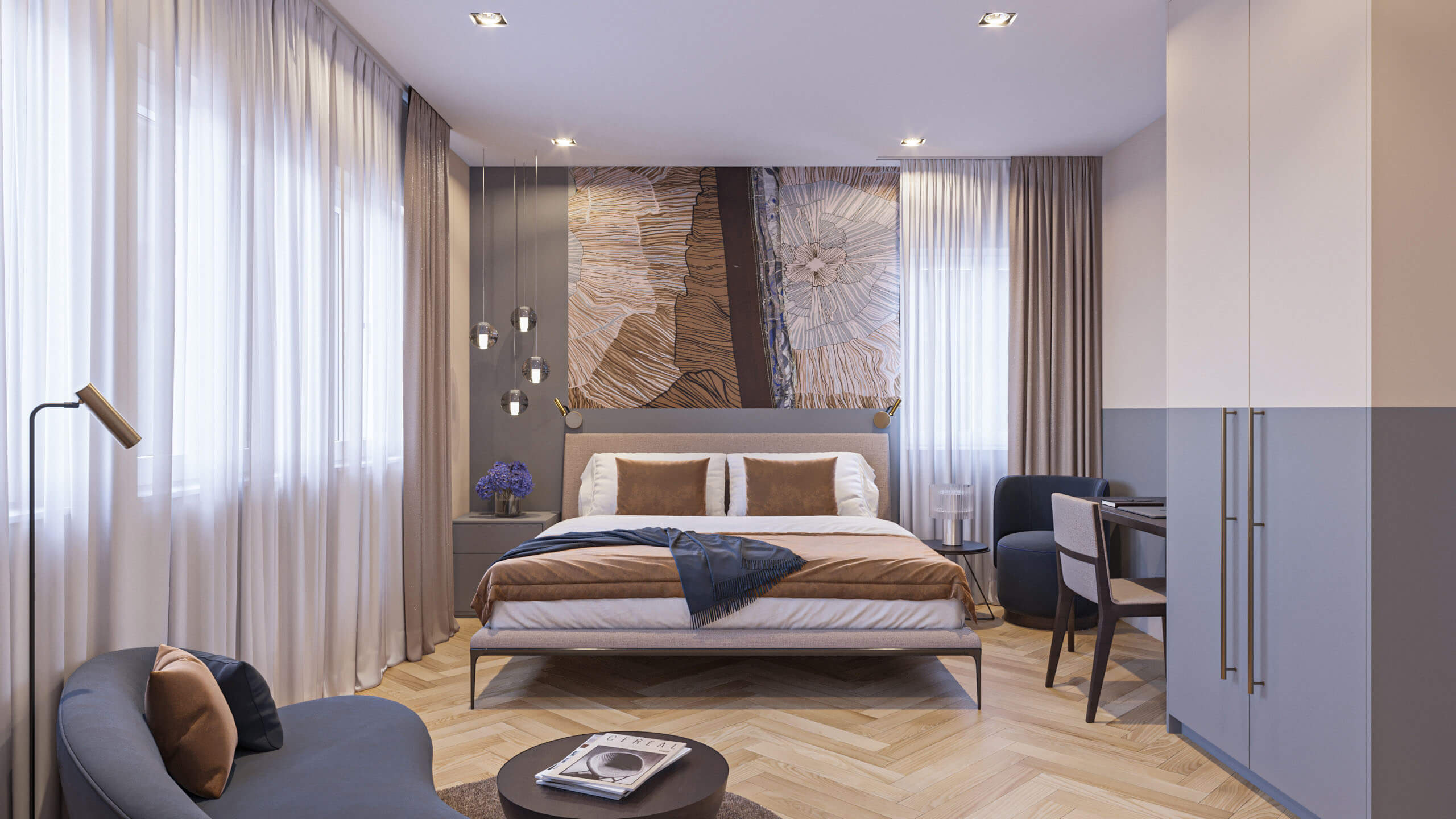 Hotel Europa Hamburg Hotel Room & Bathroom Interior Visualization 3D Render, Digital Artwork by gmsvision