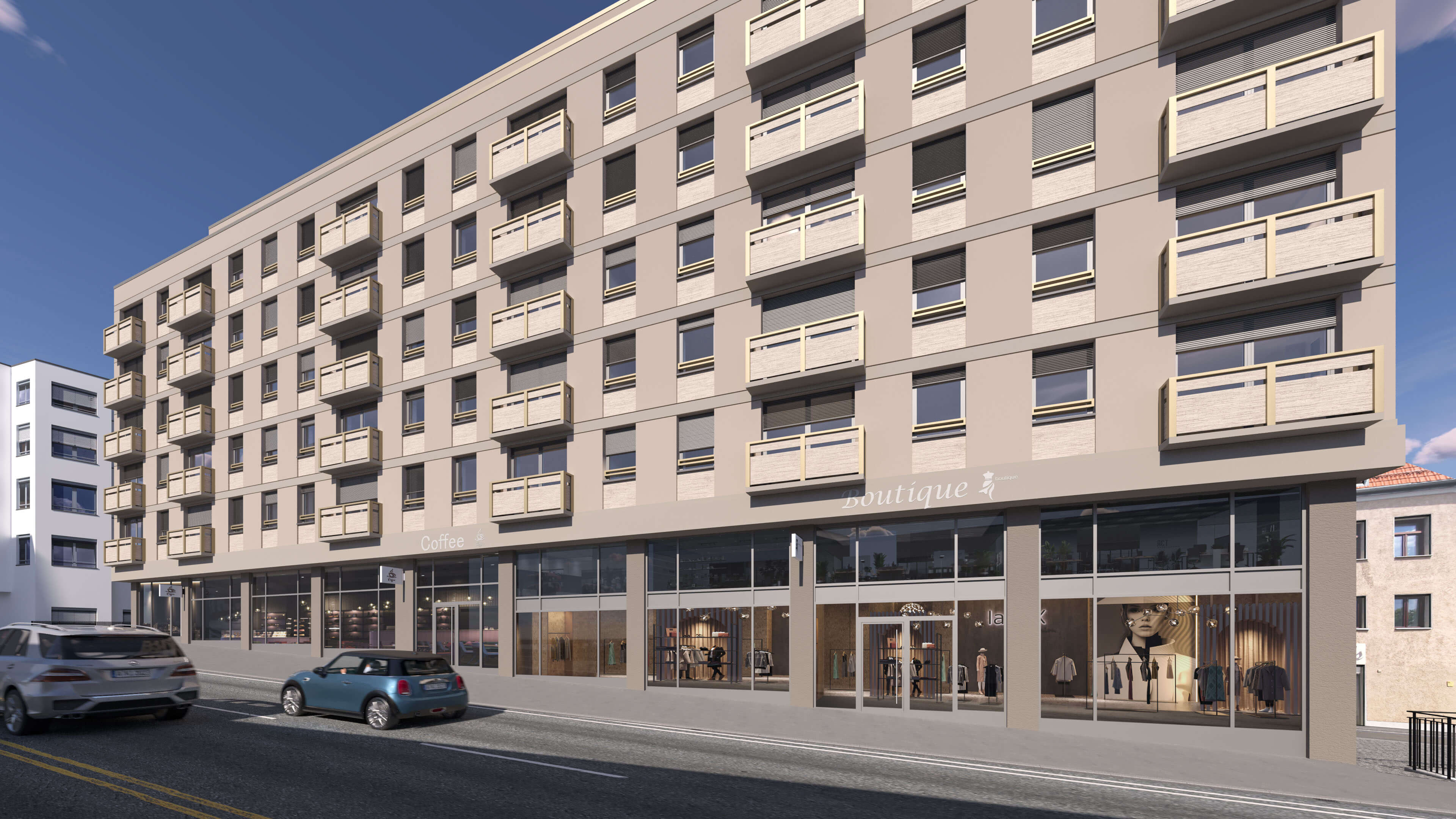 Leonsheart Augsburg Residential & Retail Building Real Estate Visualization 3D Render, Digital Artwork by gmsvision