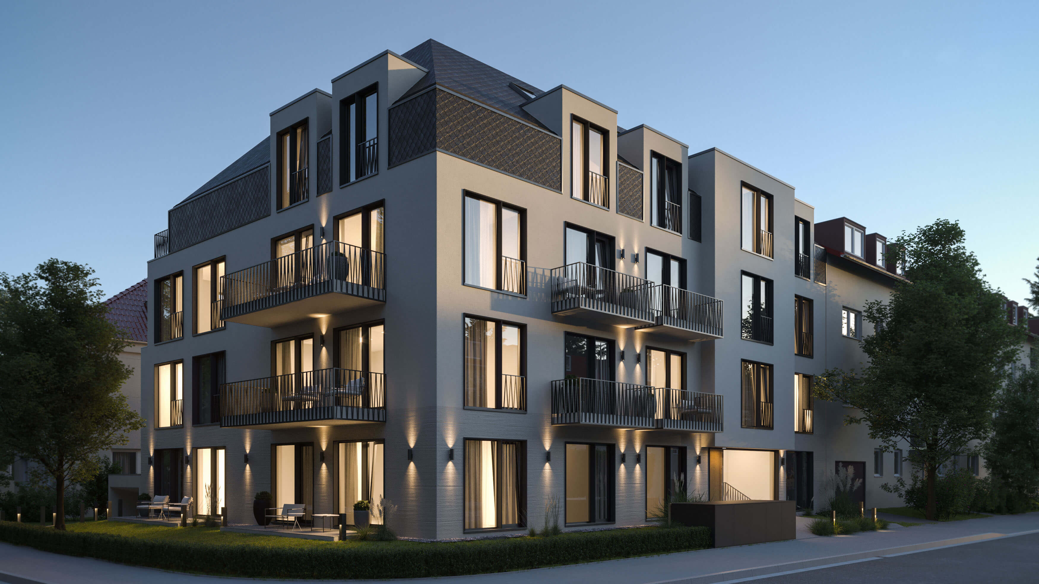 Leutascher Strae Munich Apartment Building CGI Faade & Interior Views 3D Render, Digital Artwork by gmsvision