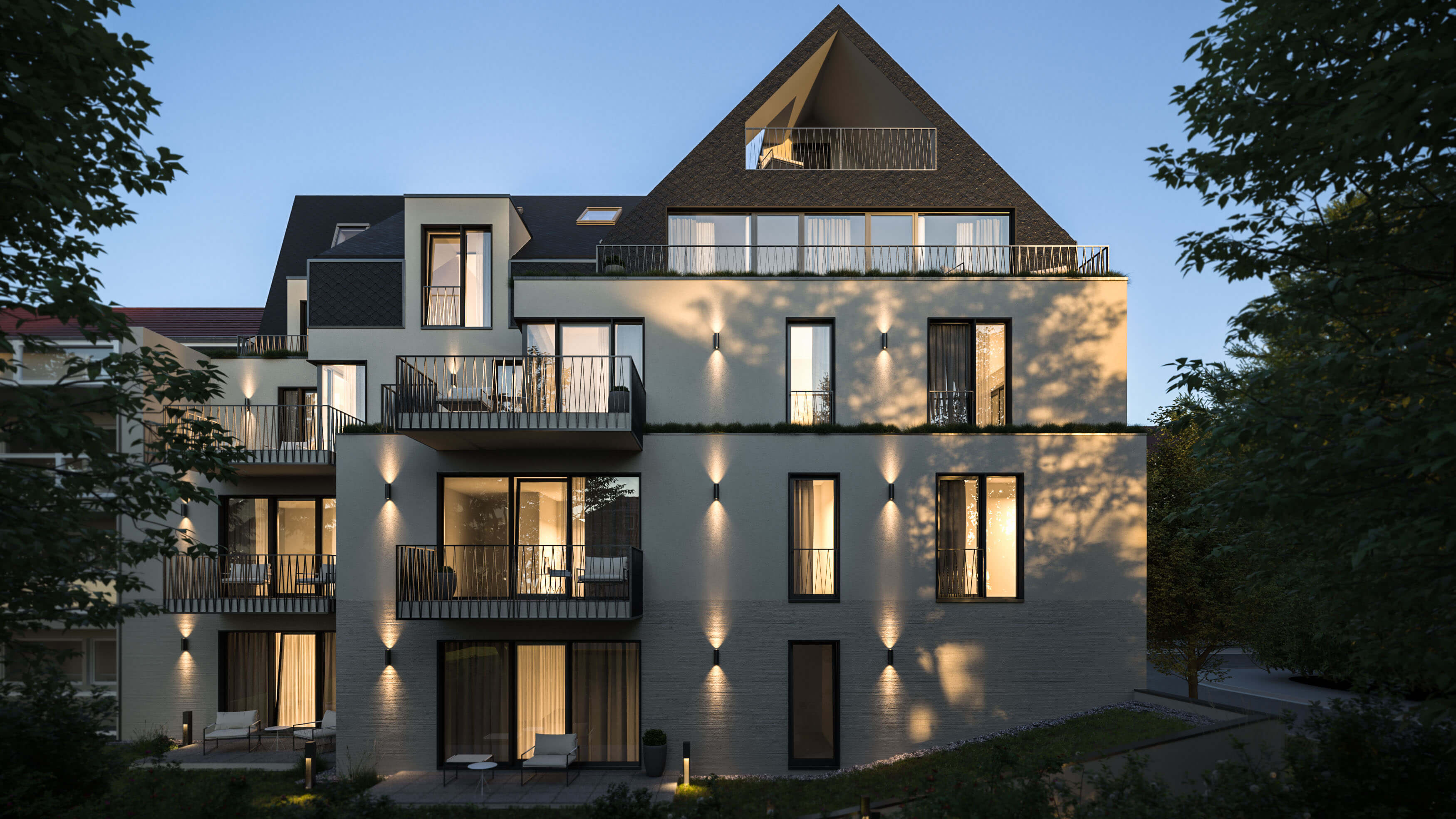 Leutascher Strae Munich Apartment Building CGI Faade & Interior Views 3D Render, Digital Artwork by gmsvision