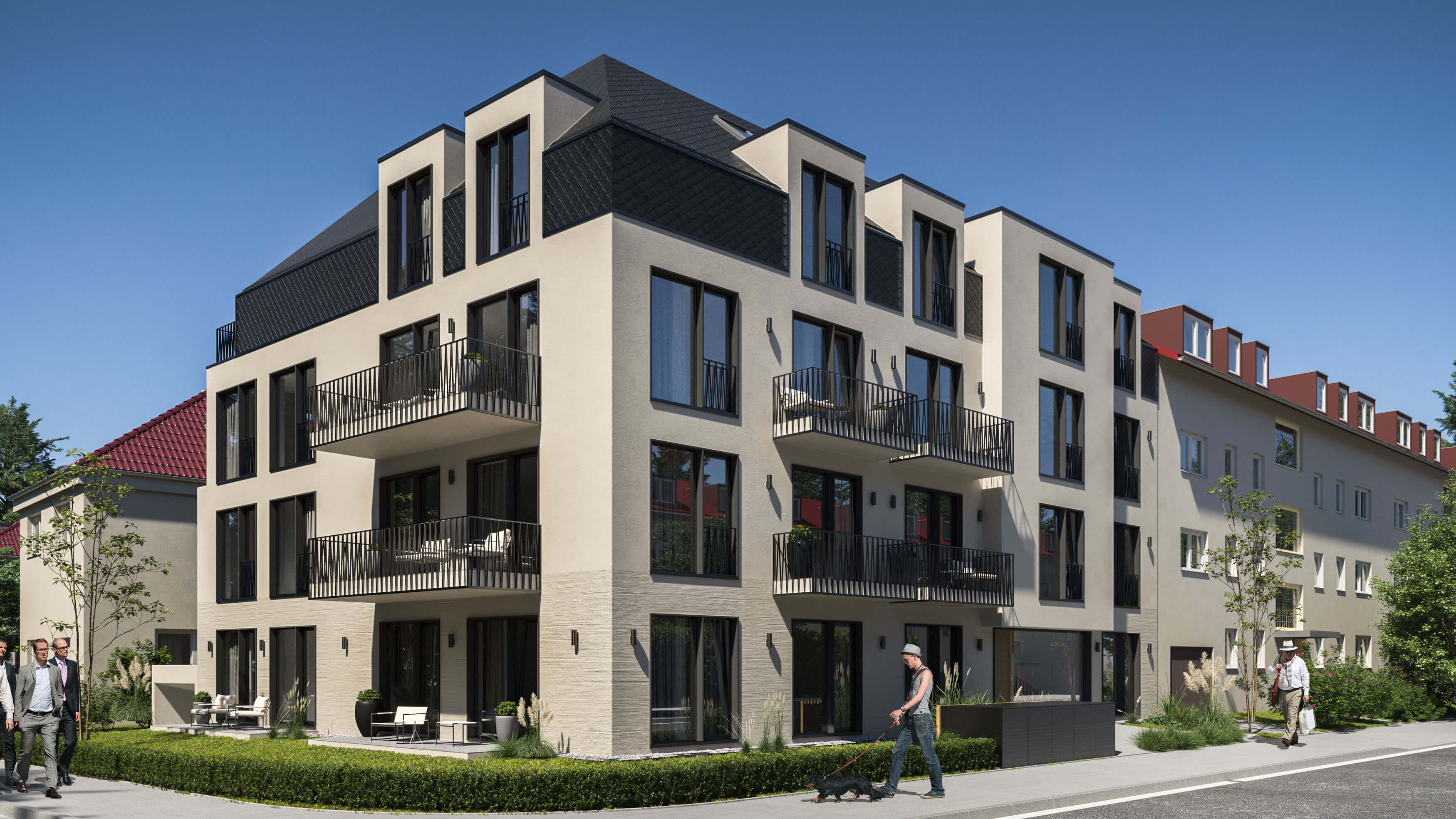 Leutascher Strae Munich Apartment Building CGI Faade & Interior Views 3D Render, Digital Artwork by gmsvision