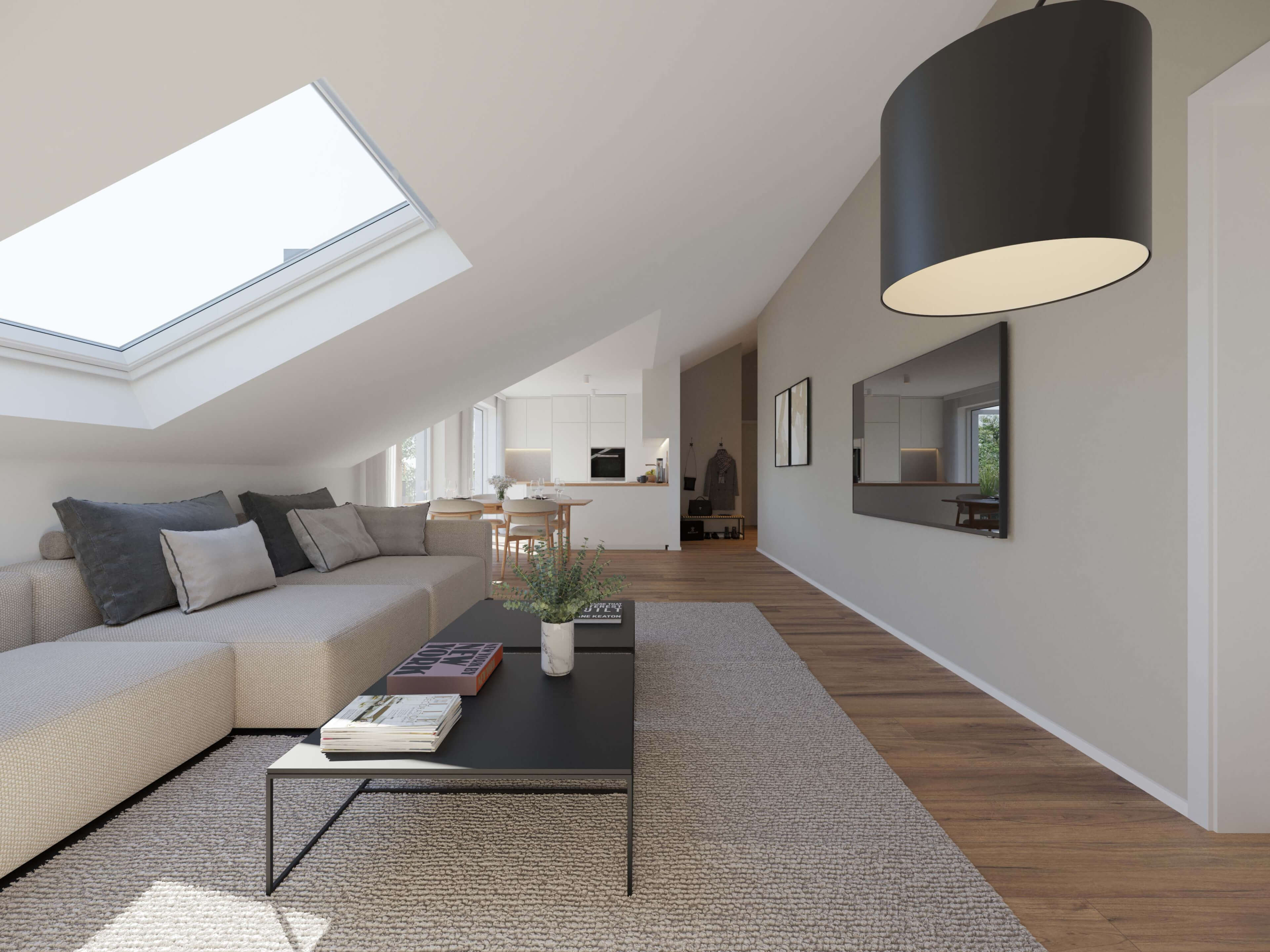 Lindenstrae 26 Offenbach Apartment Building & Attic Interiors Archviz 3D Render, Digital Artwork by gmsvision