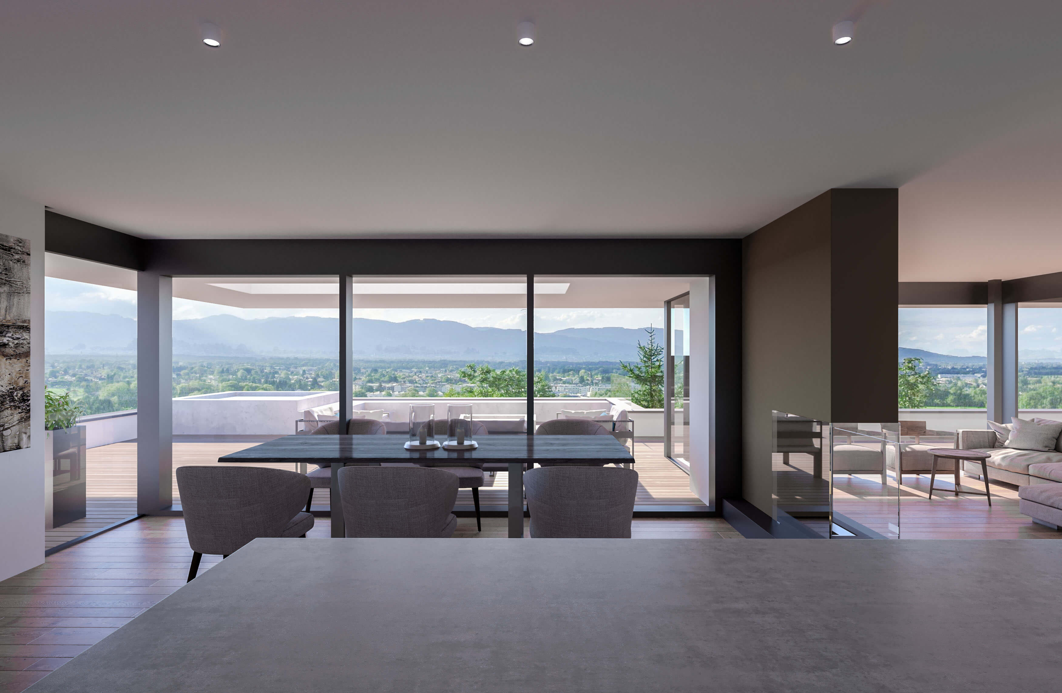 Luxury Villa Vienna Dbling Pool Wooden Deck & Panoramic Living CGI 3D Render, Digital Artwork by gmsvision