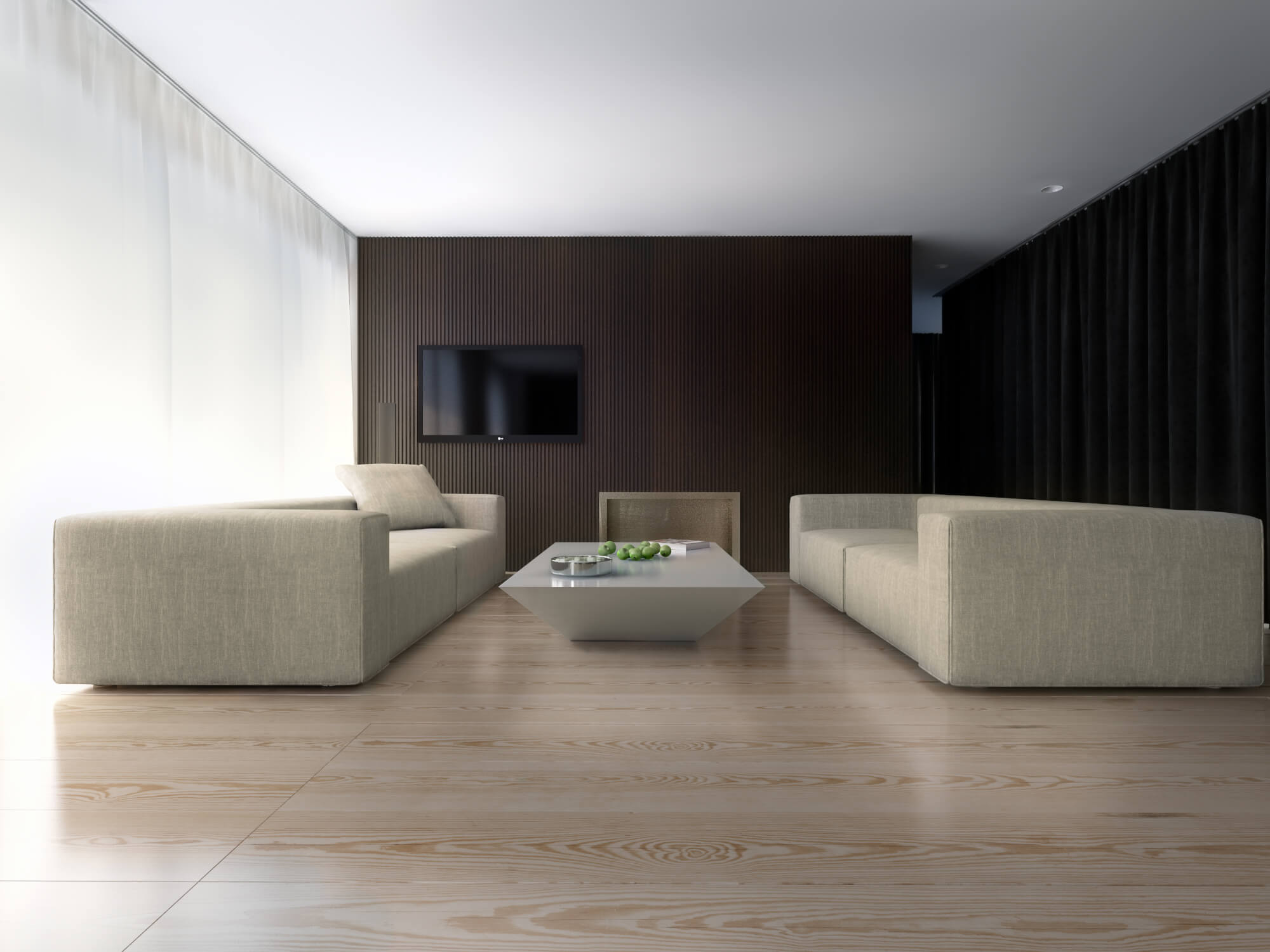 Minimalist Interior Design Berlin Photorealistic Living & Dining Room CGI 3D Render, Digital Artwork by gmsvision