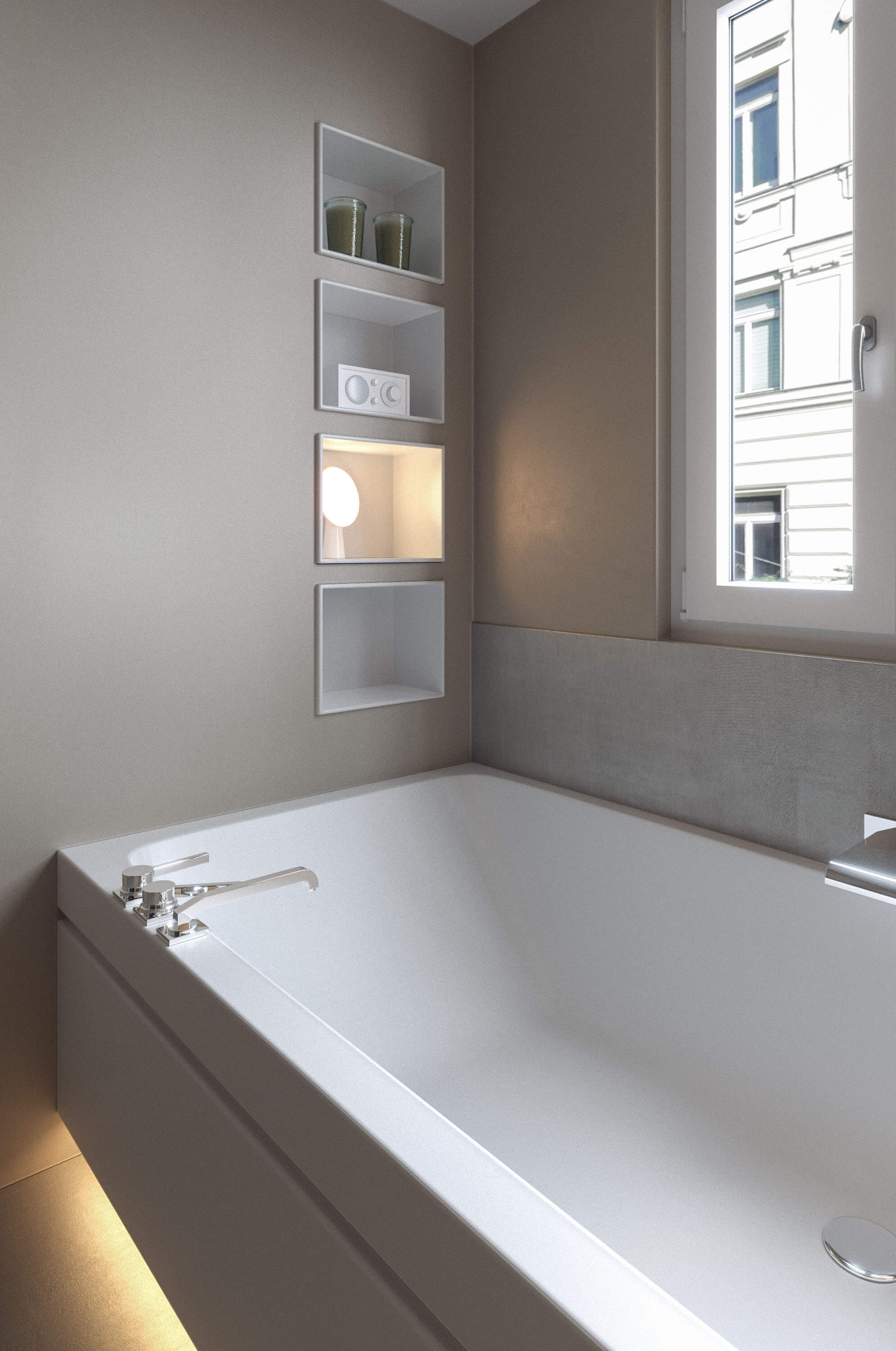Modern Bathroom Frankfurt Interior Rendering Vanity & Material Details 3D Render, Digital Artwork by gmsvision