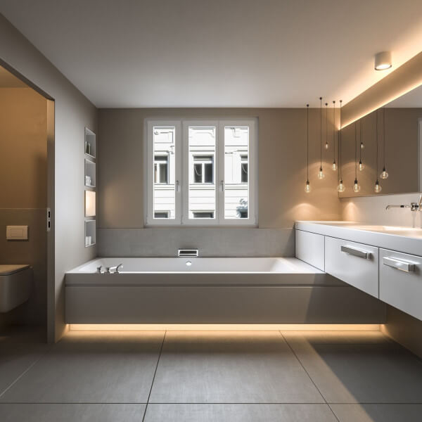 Modern Bathroom Frankfurt  Interior Rendering Vanity & Material Details