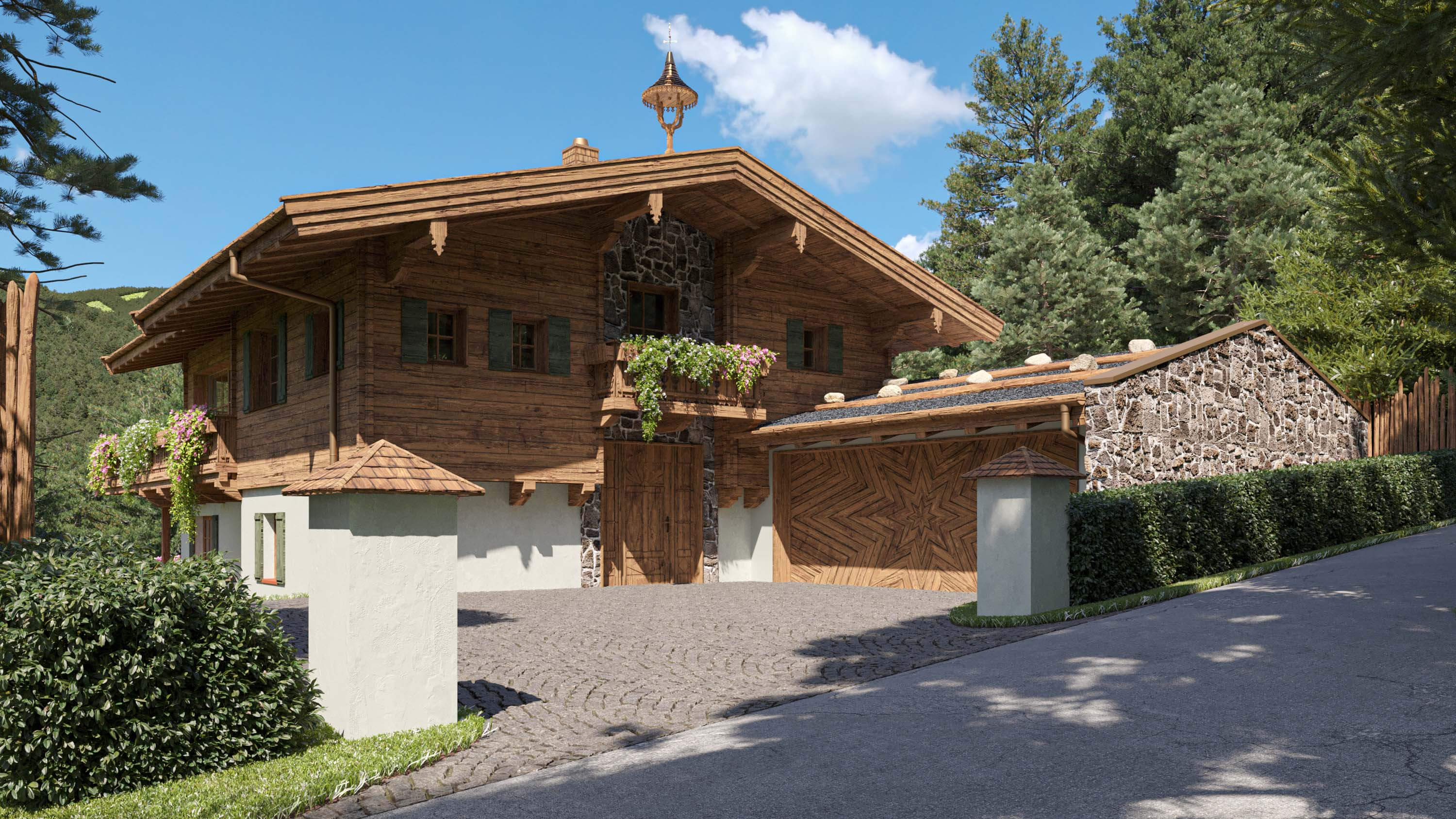 Mountainments ONE Kitzbhel  Luxury Alpine Chalet 3D Visualization 3D Render, Digital Artwork by gmsvision