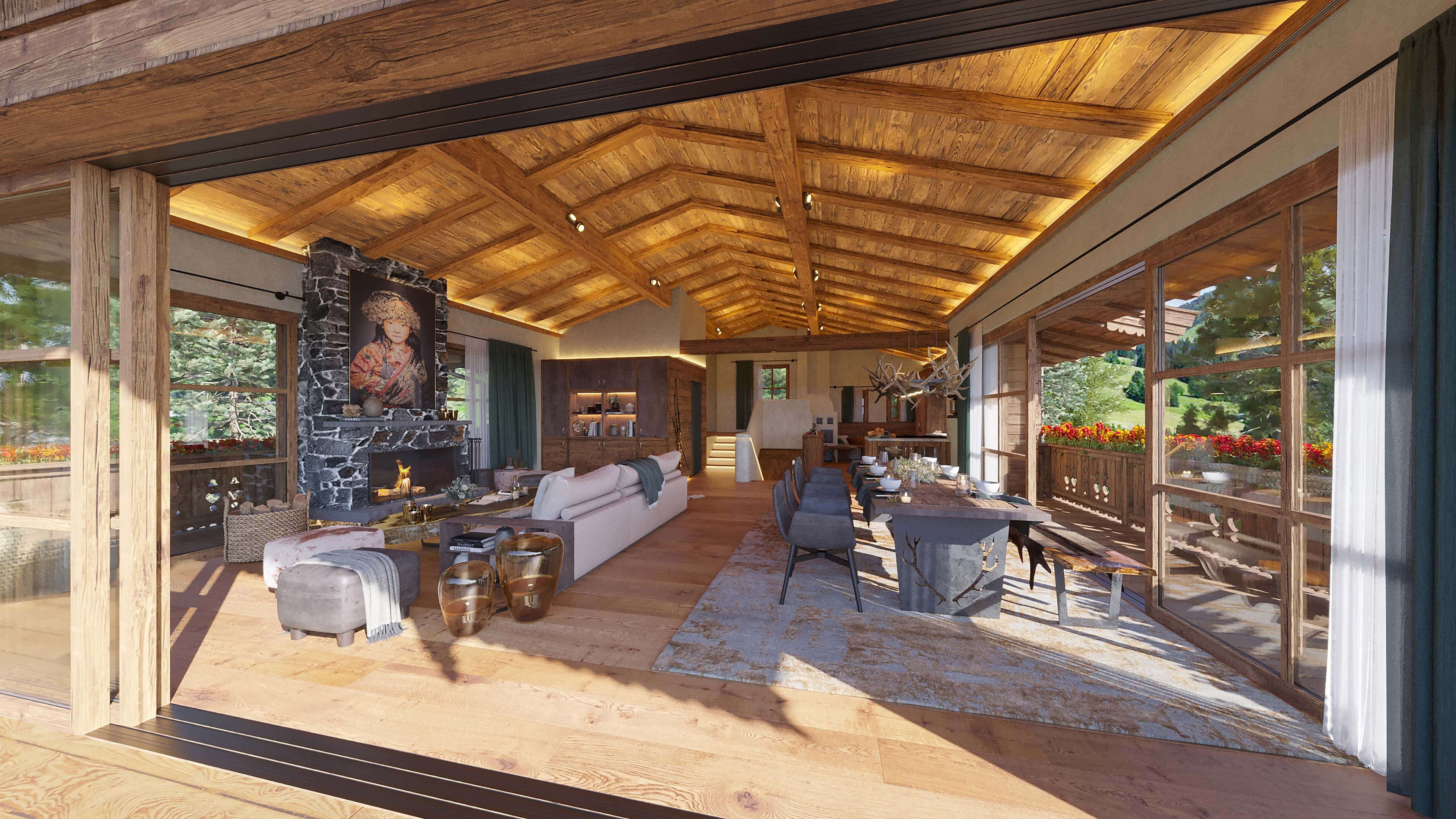 Mountainments ONE Kitzbhel  Luxury Alpine Chalet 3D Visualization 3D Render, Digital Artwork by gmsvision