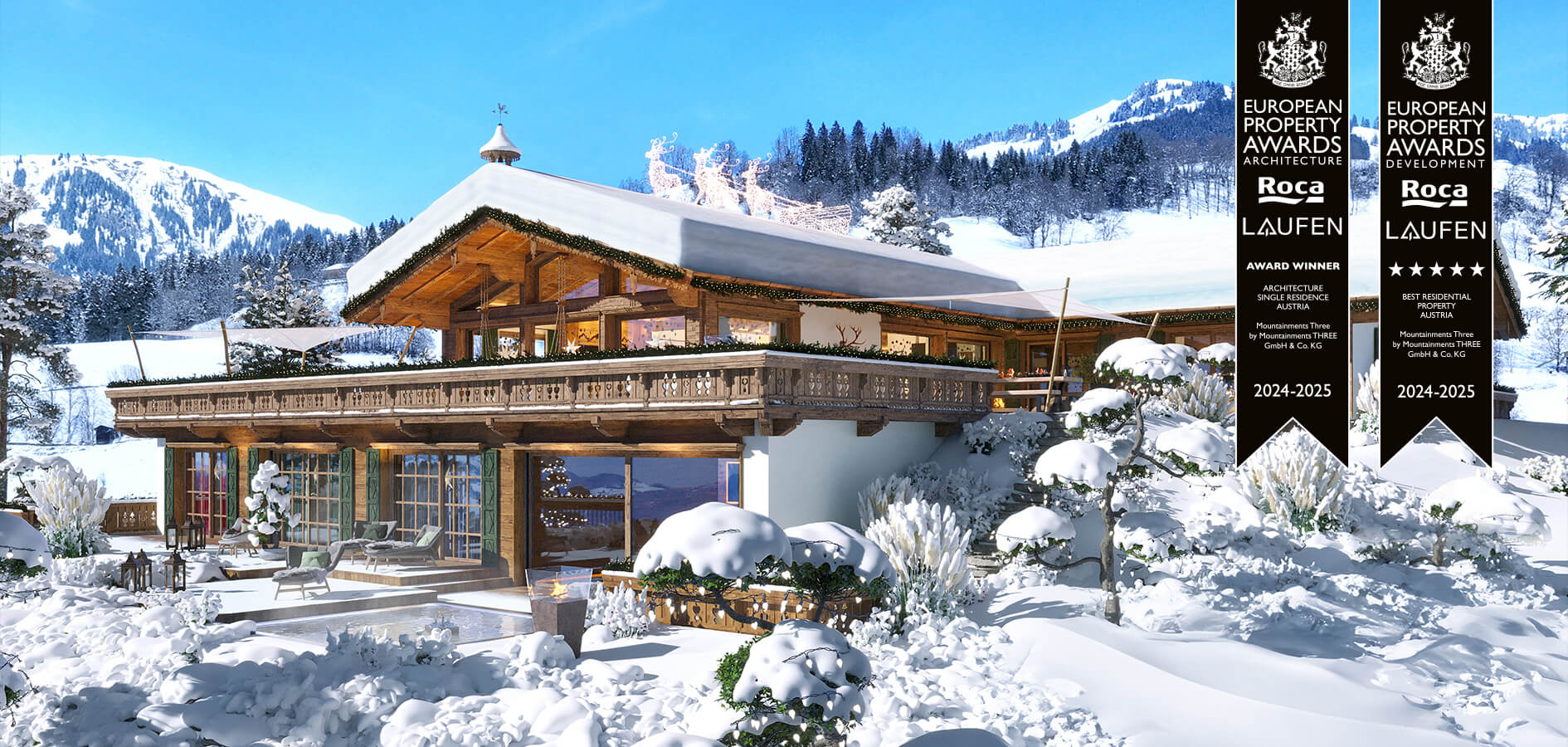 Mountainments Three Kitzbhel  Award-Winning Luxury Chalet 3D Visualization 3D Render, Digital Artwork by gmsvision