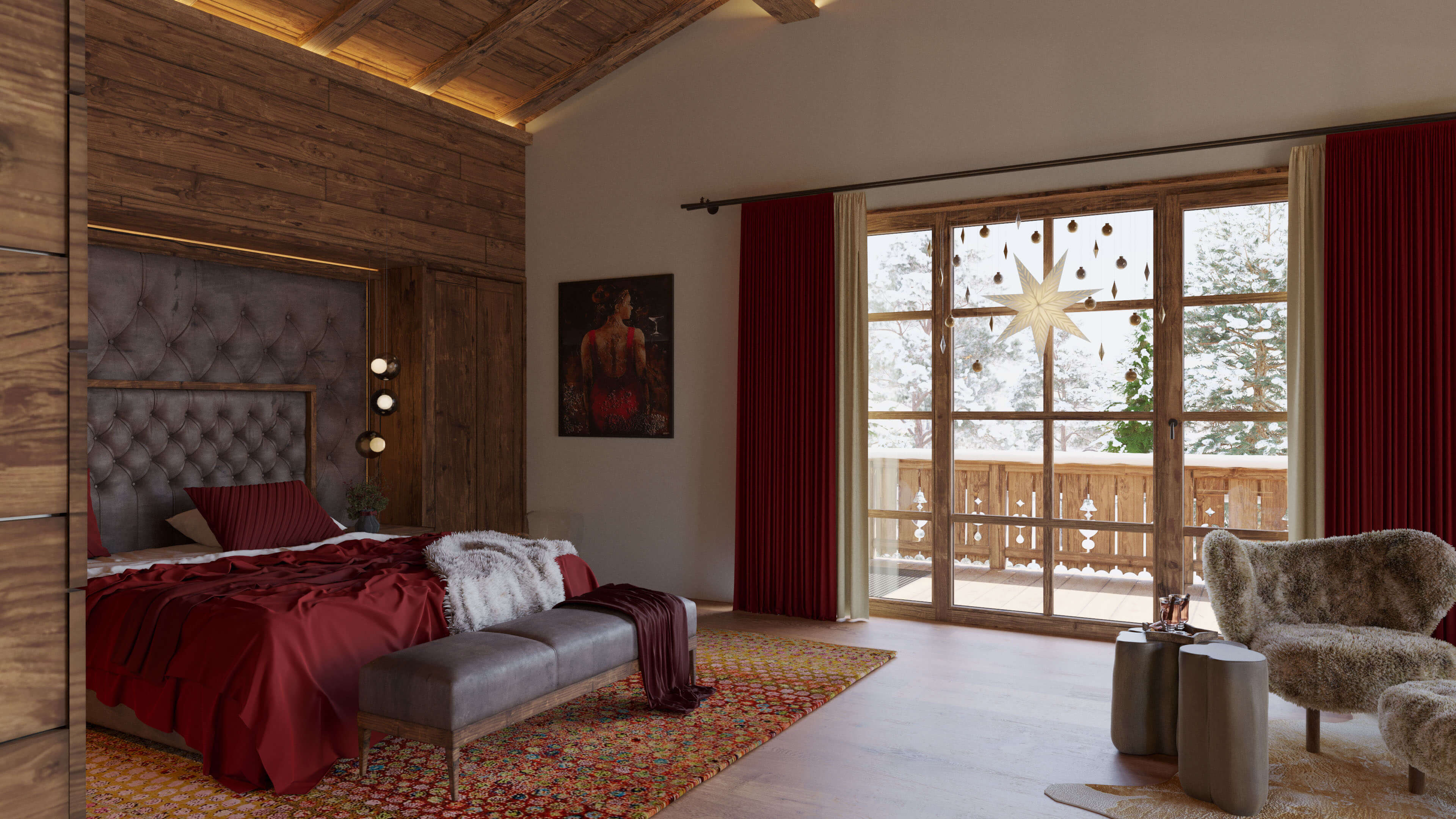 Mountainments Three Kitzbhel Award-Winning Luxury Chalet 3D Visualization 3D Render, Digital Artwork by gmsvision