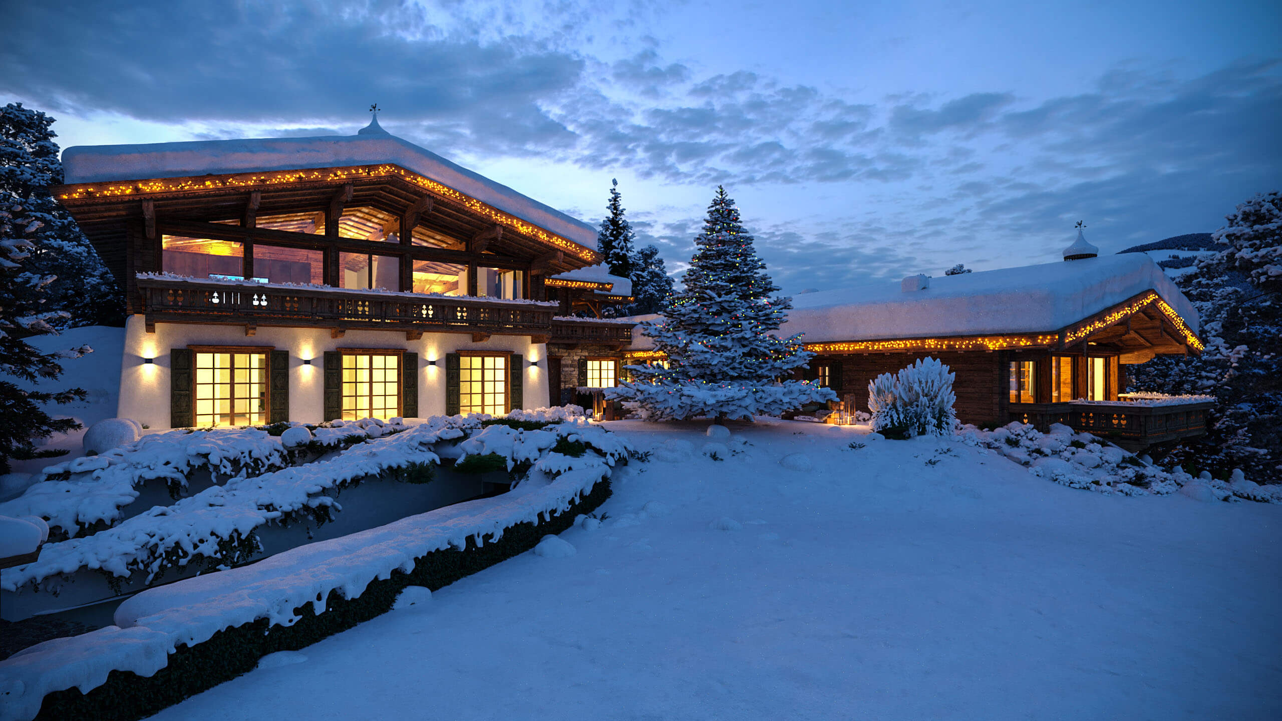 Mountainments TWO Kitzbhel Alpine Chalet with Spa & Home Cinema 3D Render 3D Render, Digital Artwork by gmsvision