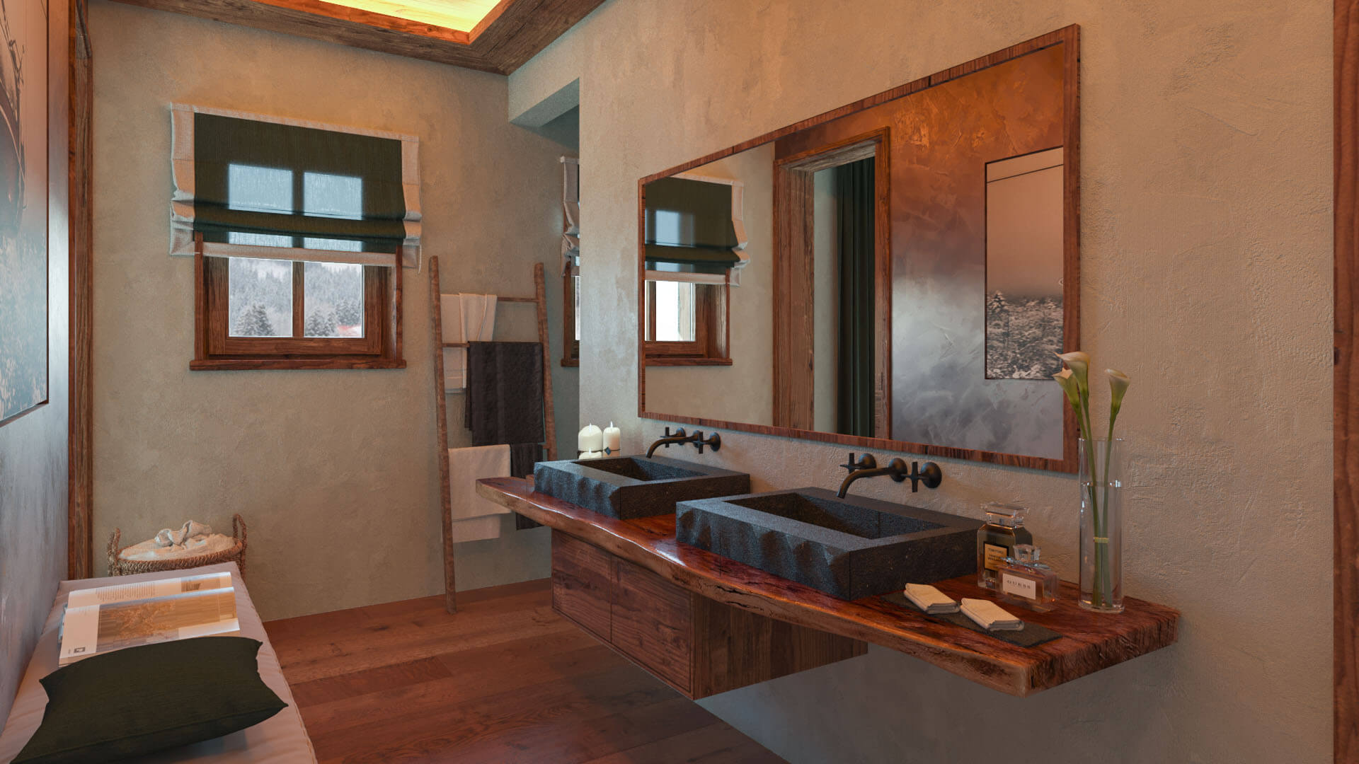 Mountainments TWO Kitzbhel  Alpine Chalet with Spa & Home Cinema 3D Render 3D Render, Digital Artwork by gmsvision