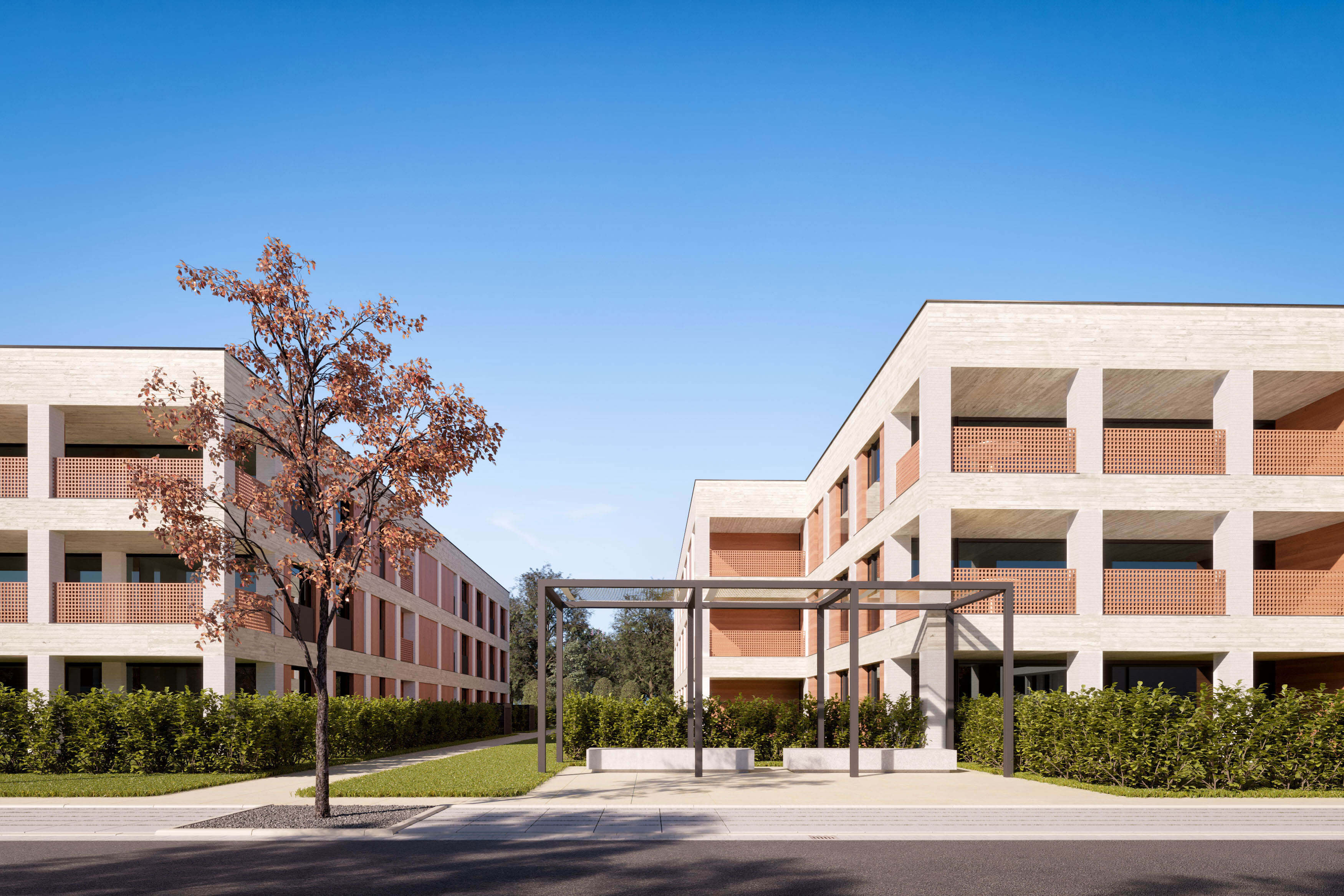New Build Residential Quarter Hannover Brick Faade & Interior Rendering 3D Render, Digital Artwork by gmsvision