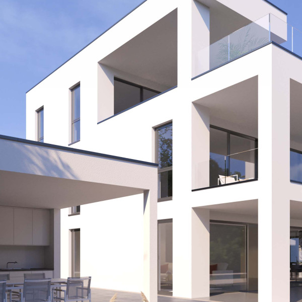 Single-Family House Frankfurt  Modern Villa with Pool 3D Visualization