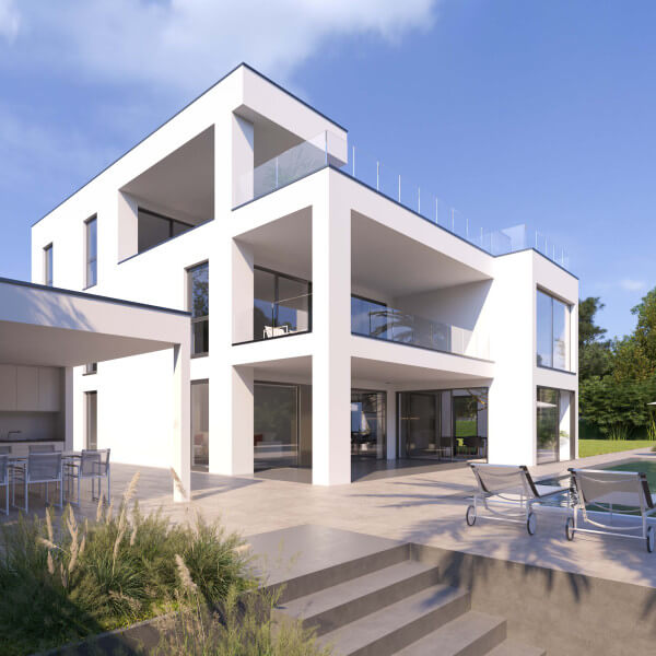 Single-Family House Frankfurt Modern Villa with Pool 3D Visualization