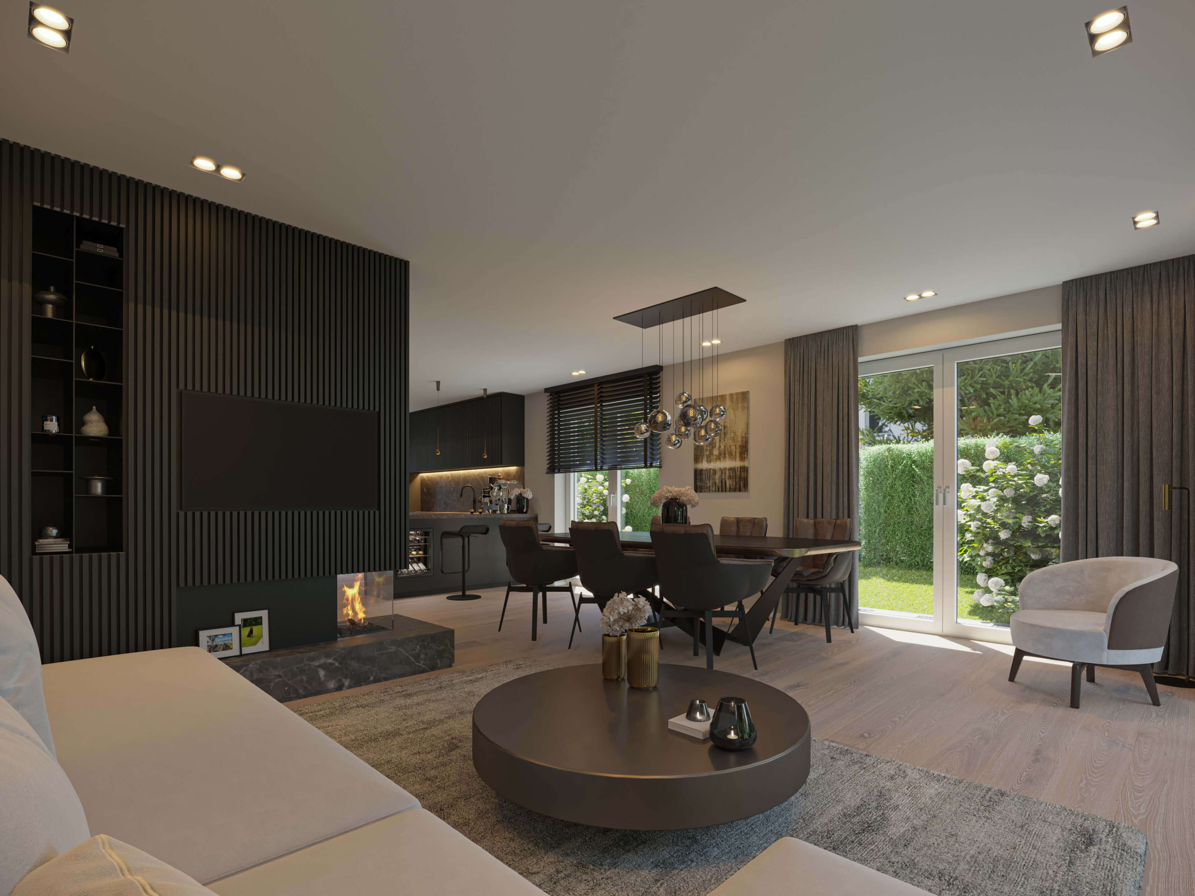 Terraced Houses Munich  Modern Residential Complex 3D Visualization 3D Render, Digital Artwork by gmsvision