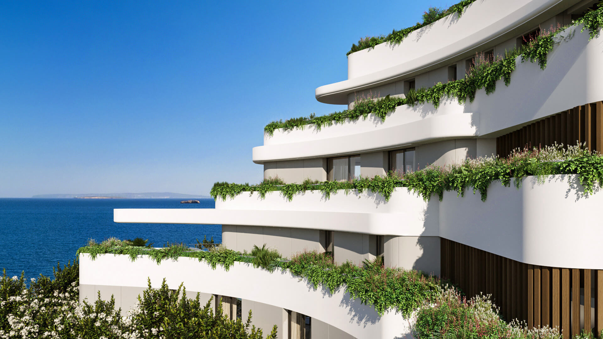 The One Ibiza Organic Luxury Residence with Rooftop Terrace 3D Visualization 3D Render, Digital Artwork by gmsvision