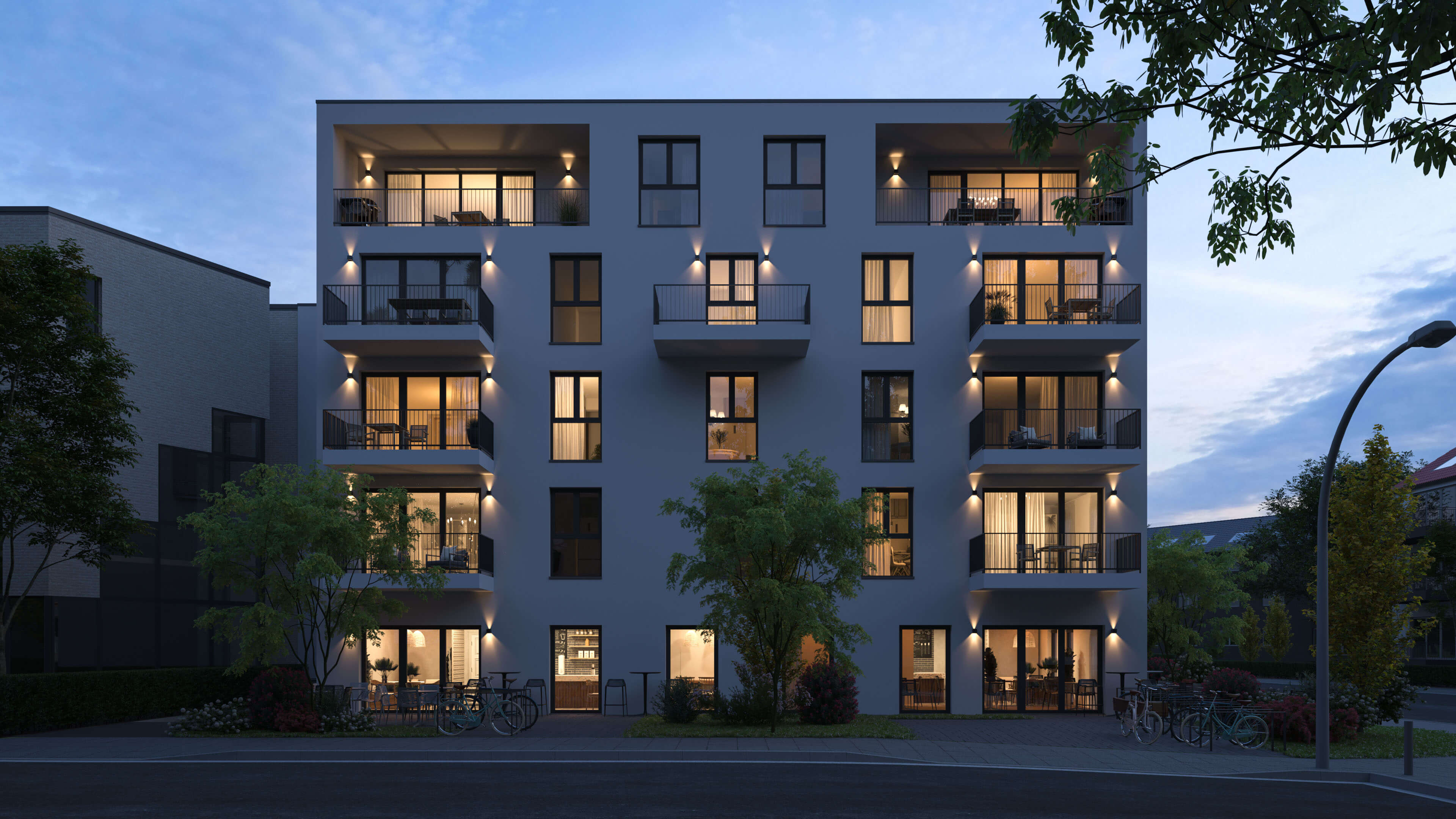 Villa Aurelia Wiesbaden Luxury Residences at Dusk Pre-Construction CGI 3D Render, Digital Artwork by gmsvision