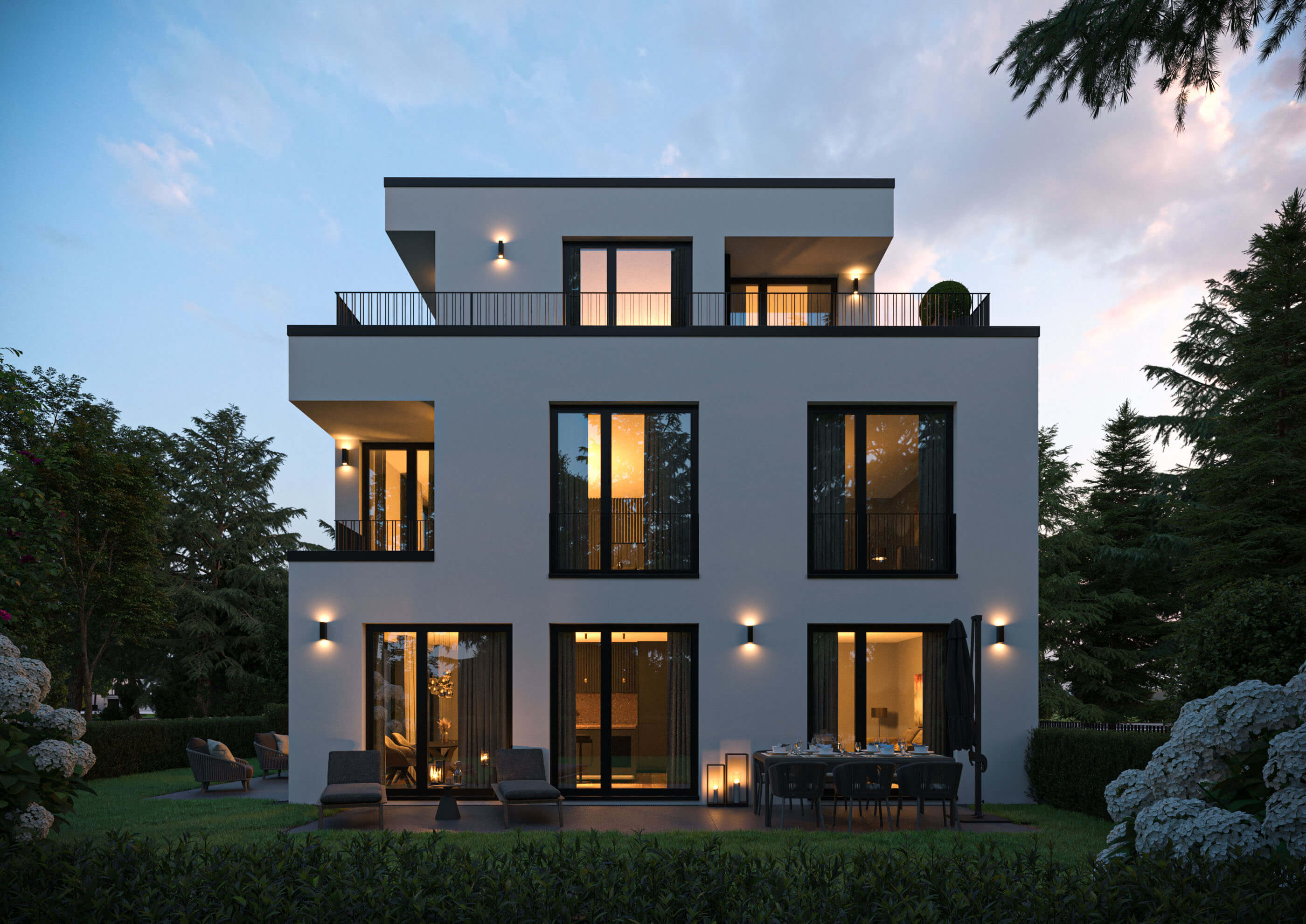 WB61 Munich-Pasing Residential Project Rendering at Dusk & Daylight 3D Render, Digital Artwork by gmsvision