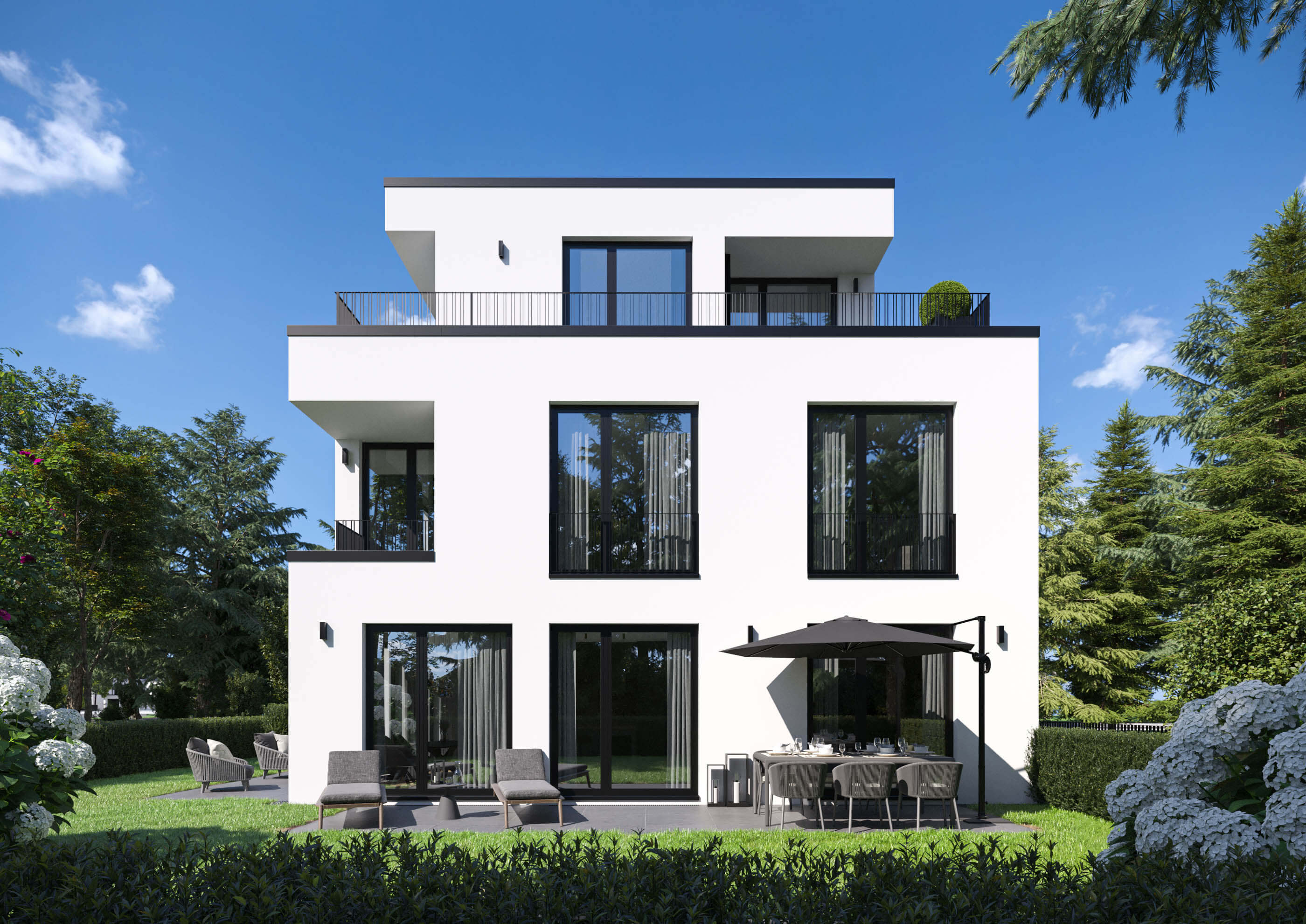 WB61 Munich-Pasing Residential Project Rendering at Dusk & Daylight 3D Render, Digital Artwork by gmsvision