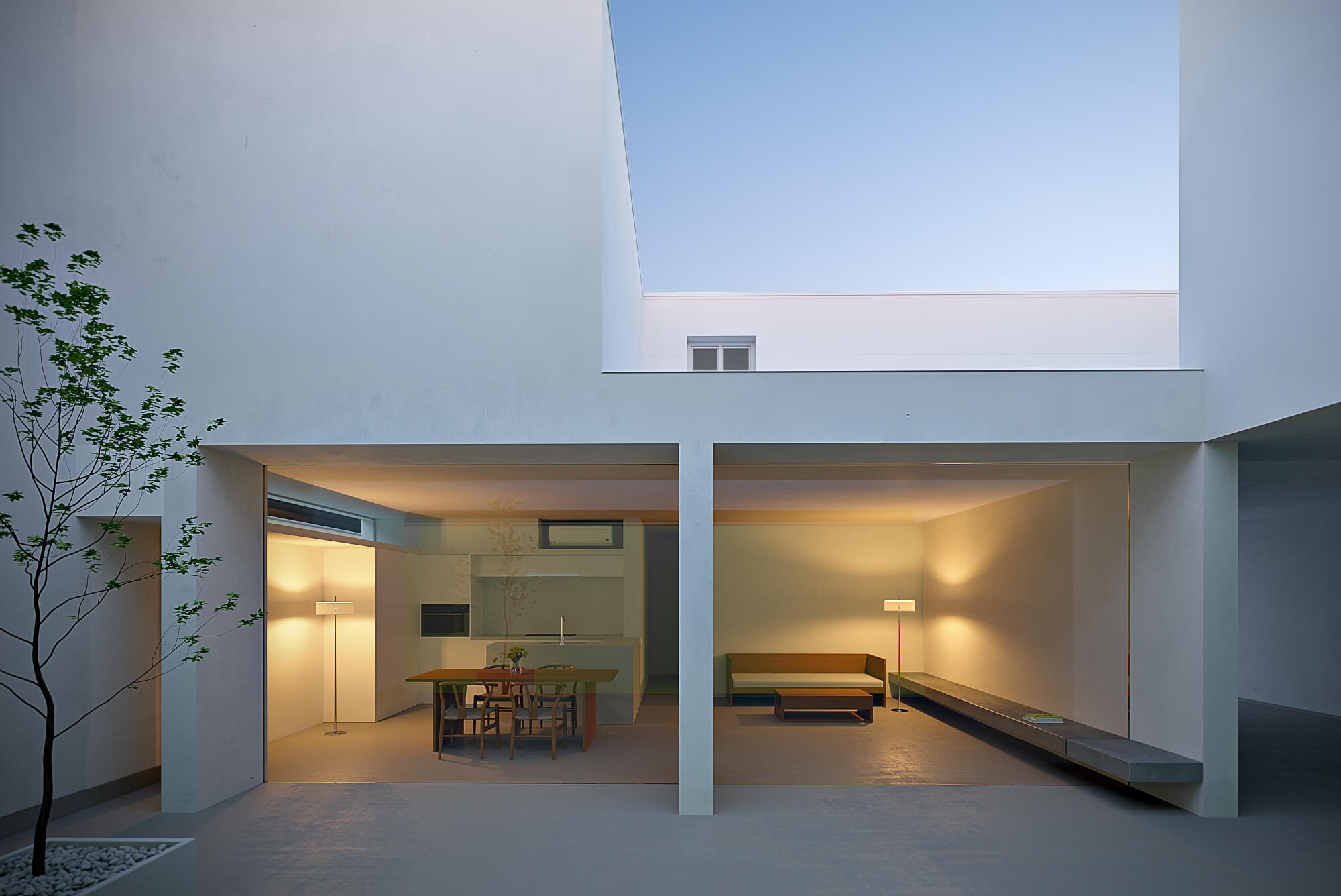 White Cave House Japan Minimalist Architecture Rendering Light & Shadow 3D Render, Digital Artwork by gmsvision