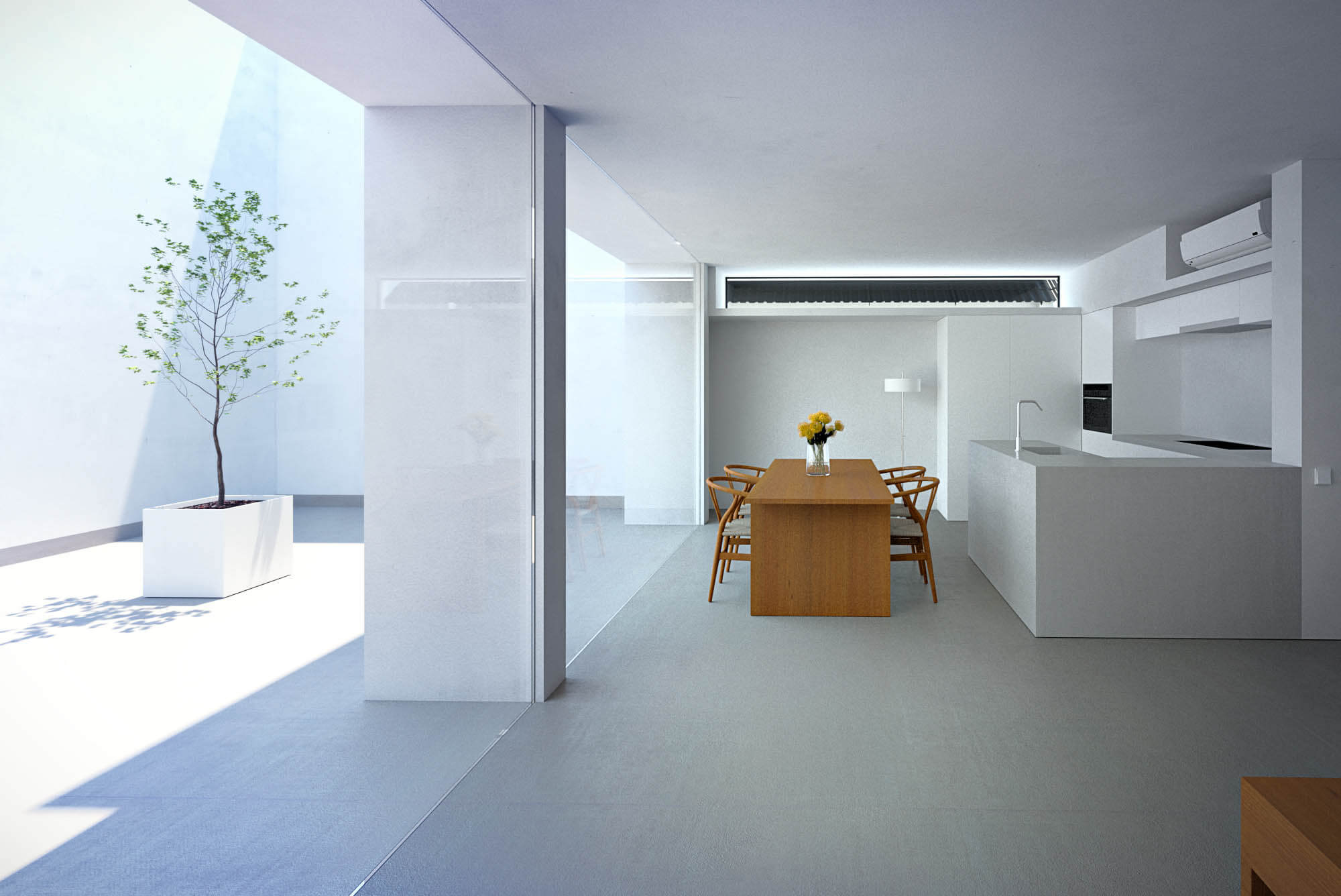 White Cave House Japan Minimalist Architecture Rendering Light & Shadow 3D Render, Digital Artwork by gmsvision