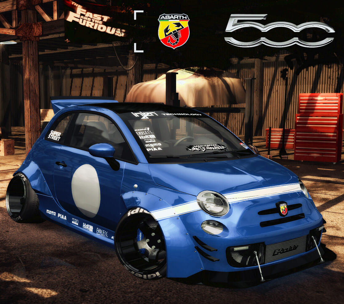 Abarth 500 Wide Body in Need for Speed Most Wanted 2005 3D Render, Digital Artwork by godlike99kingz