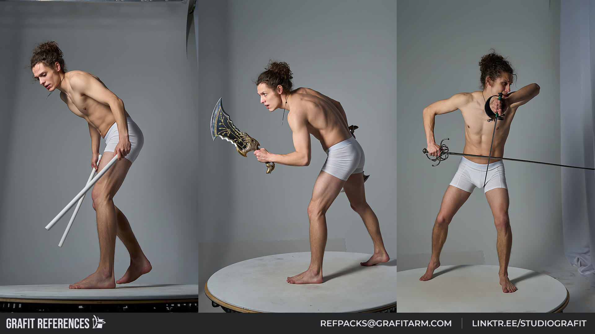 1900 Male Dynamic and Combat Poses Reference Photo Set