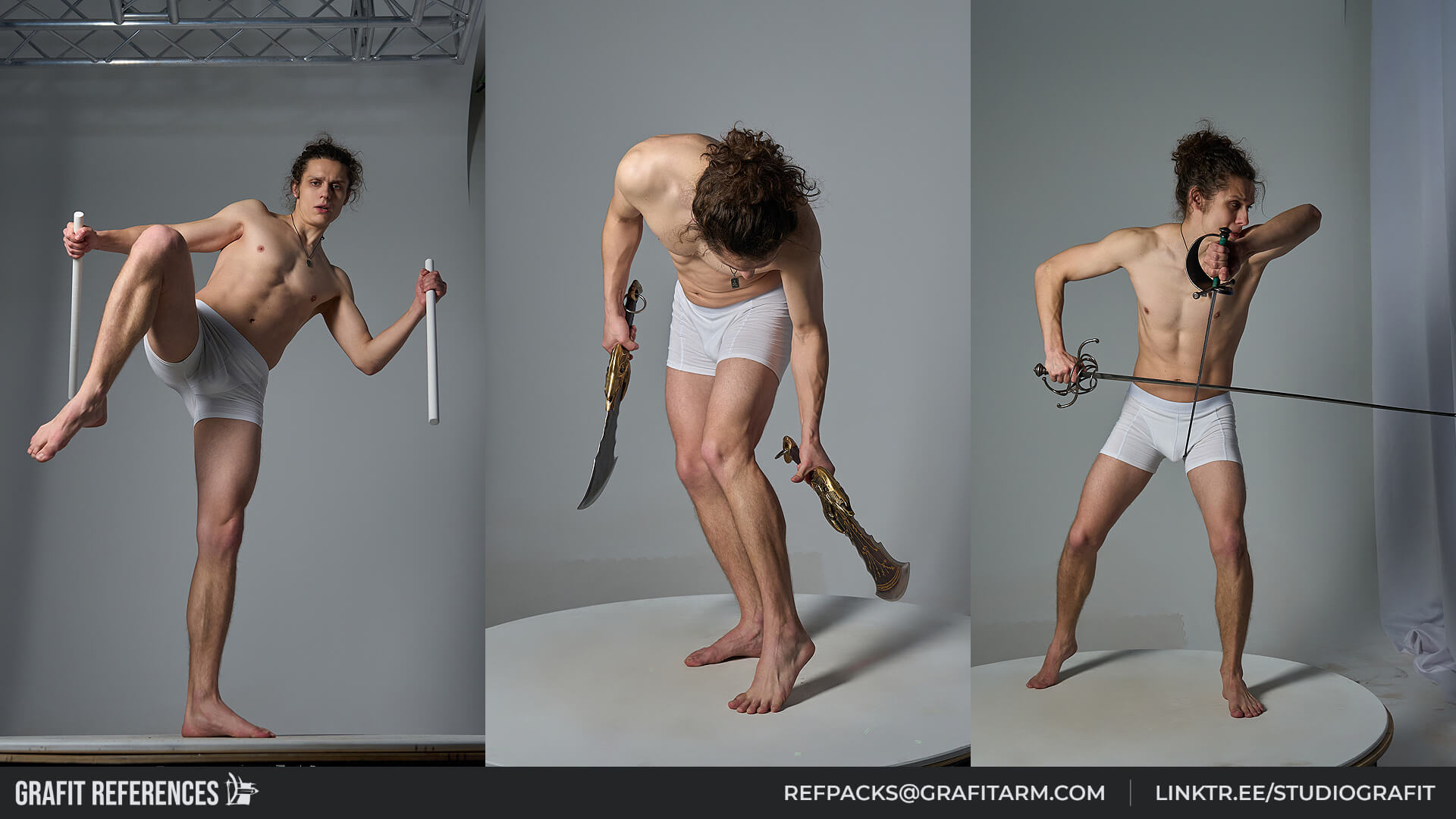 1900 Male Dynamic and Combat Poses Reference Photo Set