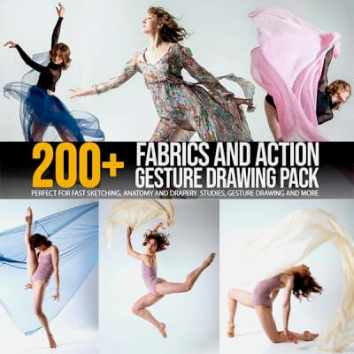 200+ Fabrics & Action Gesture Drawing Pack