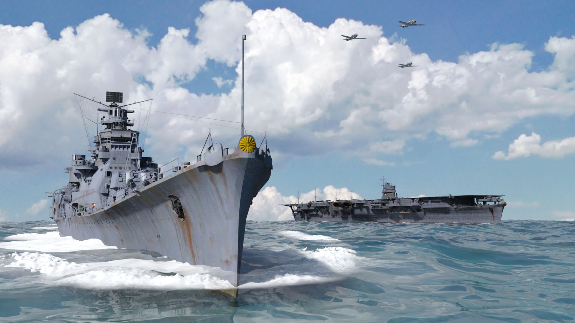 Escorting the aircraft carrier 3D Render, Digital Artwork by grafkdesigner