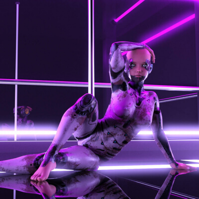 Puma-Bot Pinup 3D Wallpaper