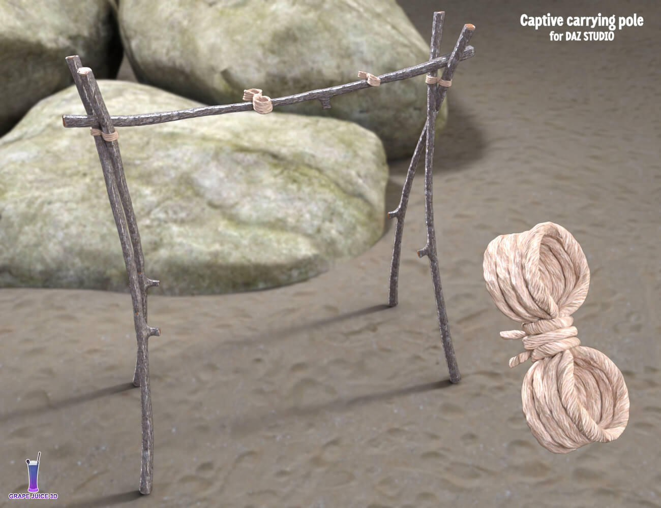 Captive carrying pole for Daz Studio Daz Content