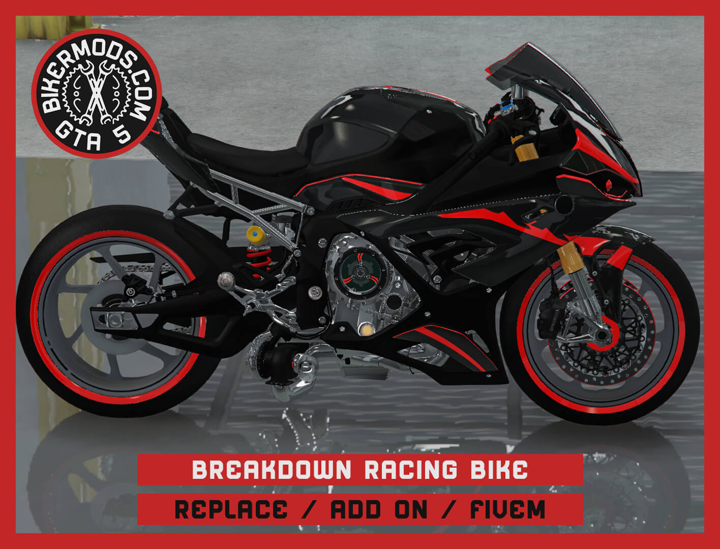 BMW Style Racing Sport Motorcycle 3D Render, Digital Artwork by gtabikermods