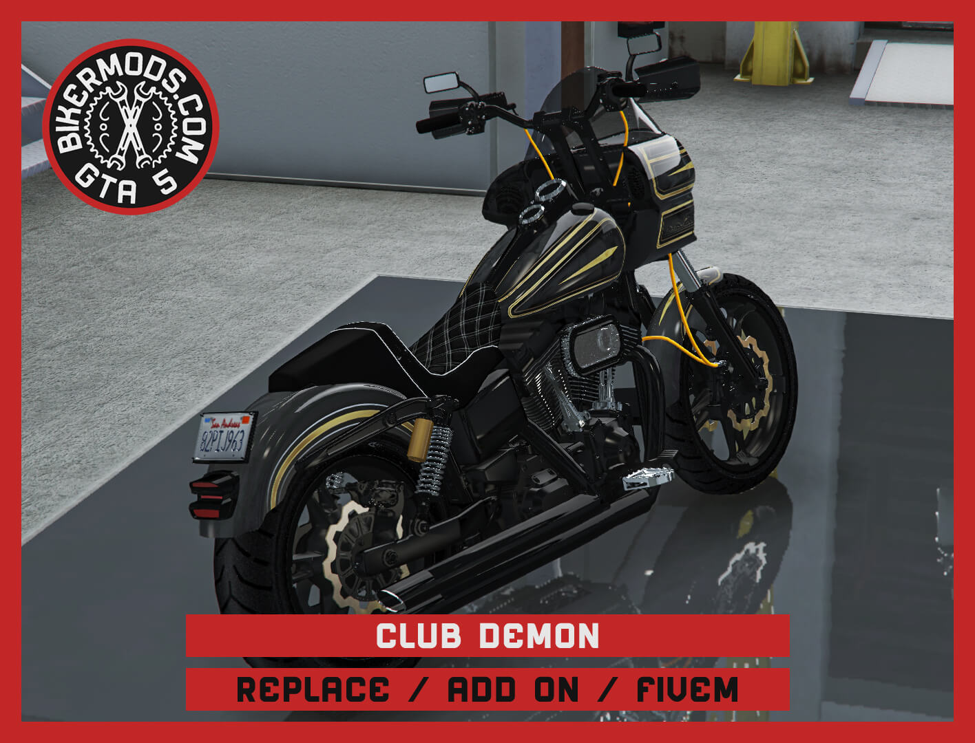 Club Harley-Davidson Dyna Motorcycle 3D Render, Digital Artwork by gtabikermods