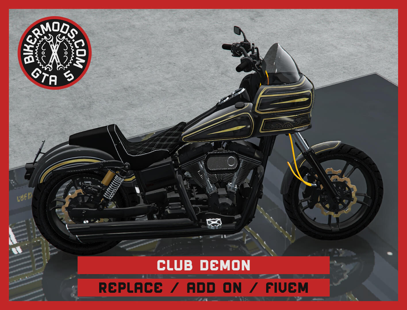 Club Harley-Davidson Dyna Motorcycle 3D Render, Digital Artwork by gtabikermods