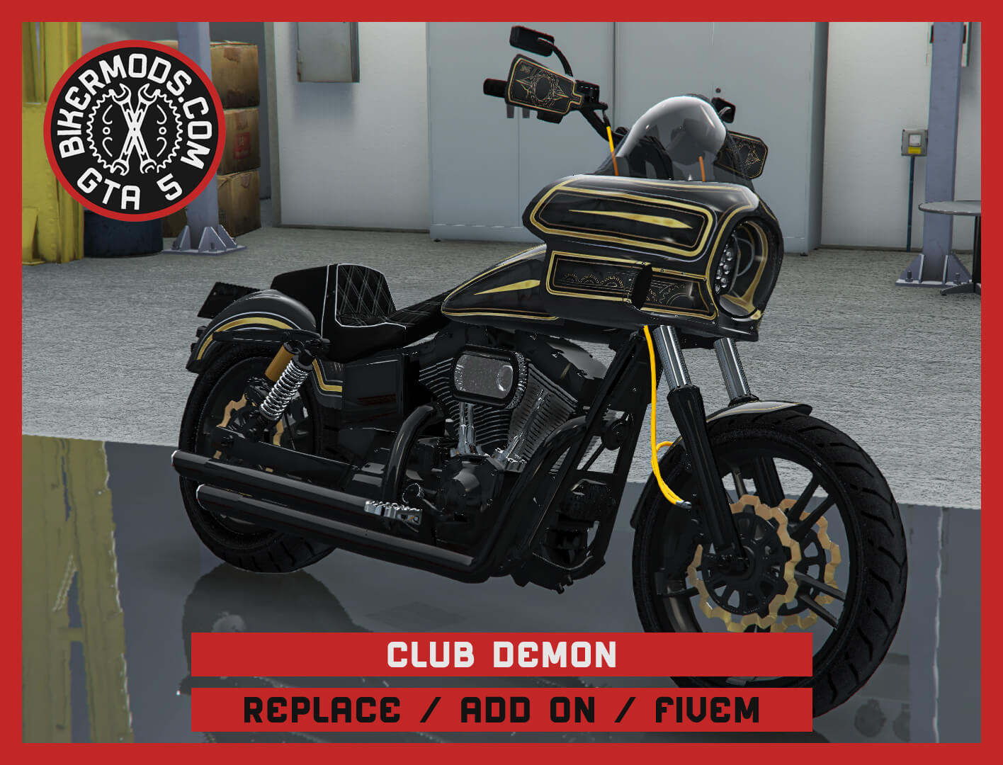 Club Harley-Davidson Dyna Motorcycle 3D Render, Digital Artwork by gtabikermods
