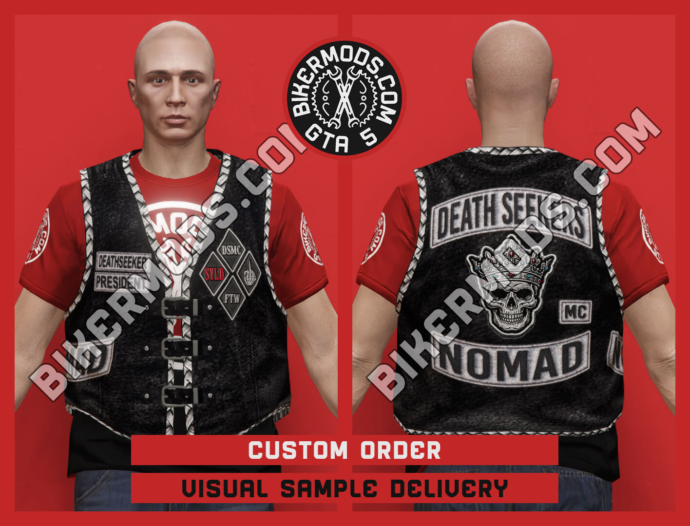 Custom Biker Vest Order 3D Render, Digital Artwork by gtabikermods
