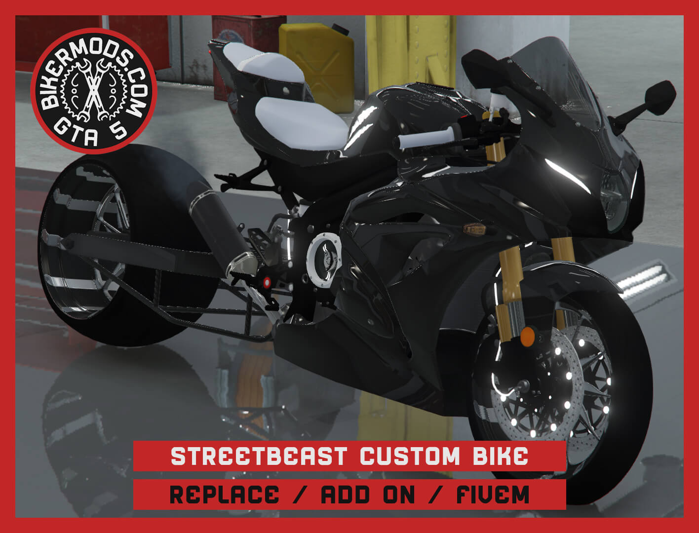 Custom Street Racing Sportbike Motorcycle 3D Render, Digital Artwork by gtabikermods