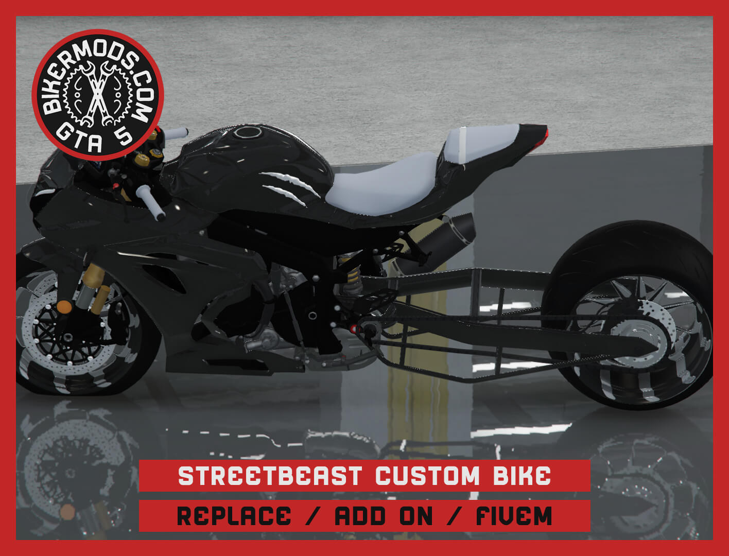 Custom Street Racing Sportbike Motorcycle 3D Render, Digital Artwork by gtabikermods
