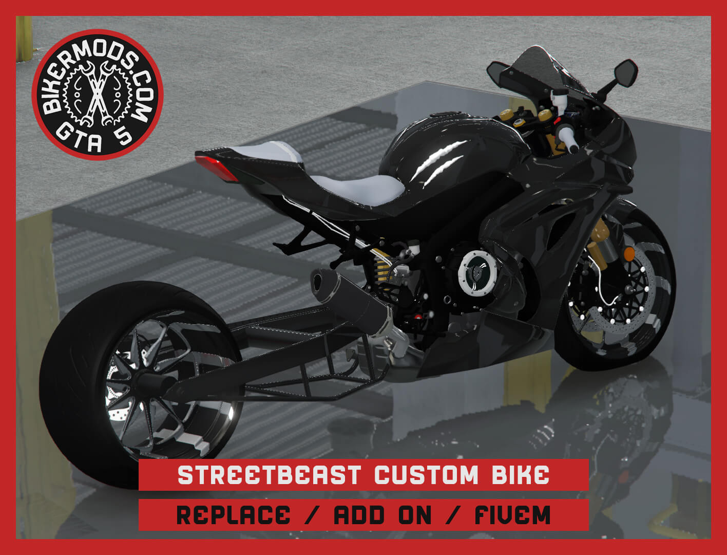 Custom Street Racing Sportbike Motorcycle 3D Render, Digital Artwork by gtabikermods