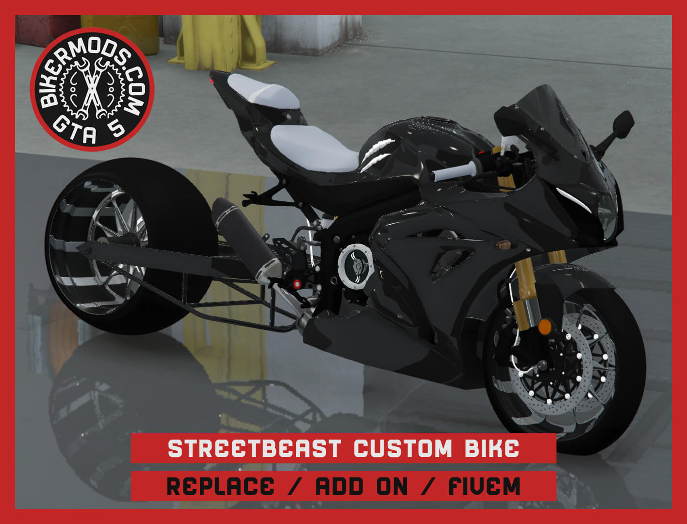 Custom Street Racing Sportbike Motorcycle 3D Render, Digital Artwork by gtabikermods
