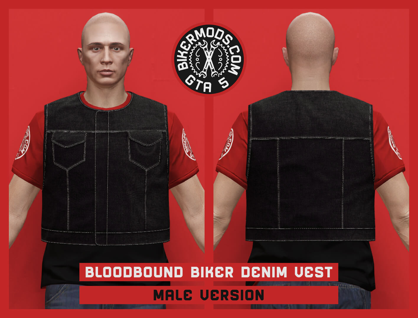 Denim Vest Fashion 3D Render, Digital Artwork by gtabikermods