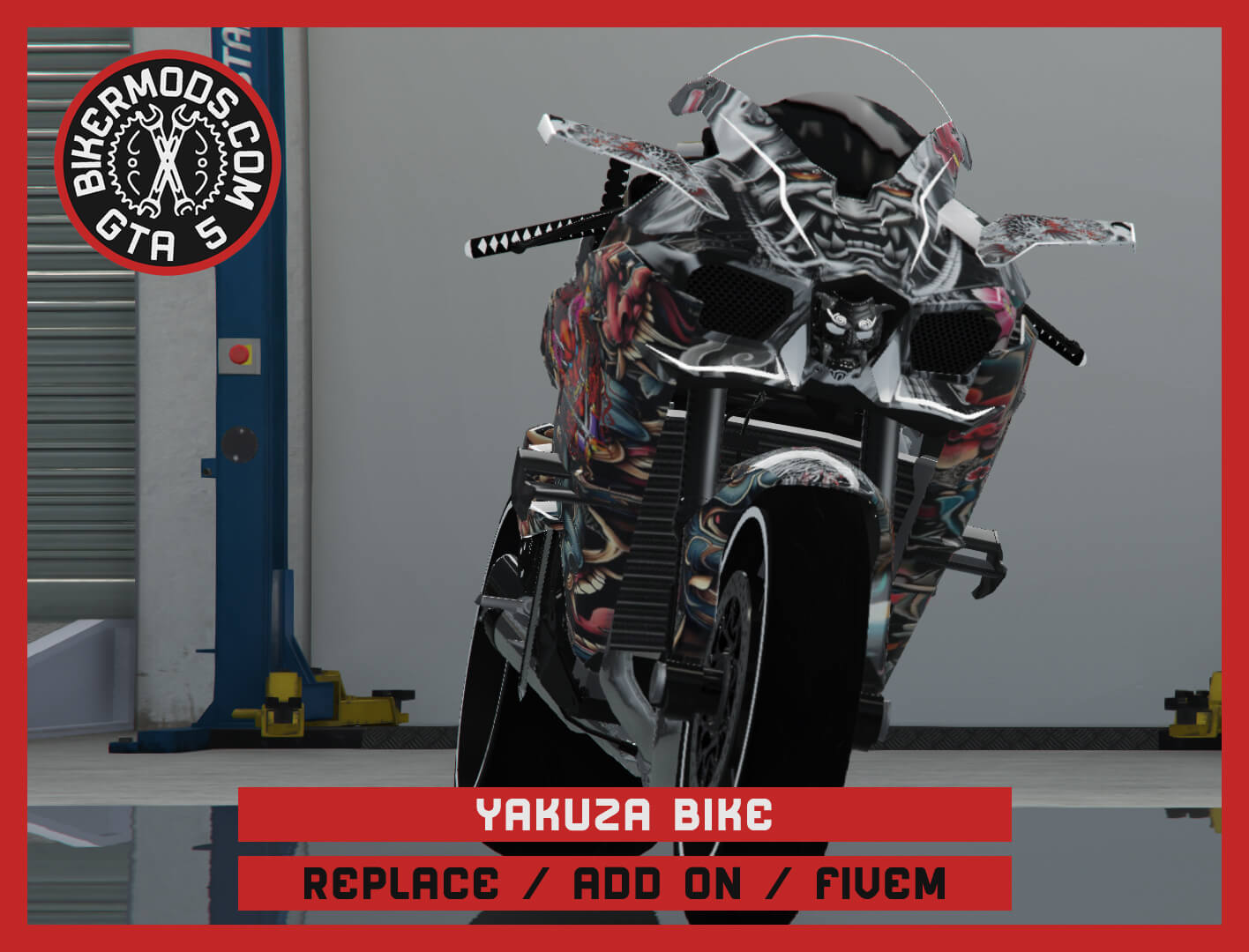 Yakuza Style Motorcycle Bike 3D Render, Digital Artwork by gtabikermods