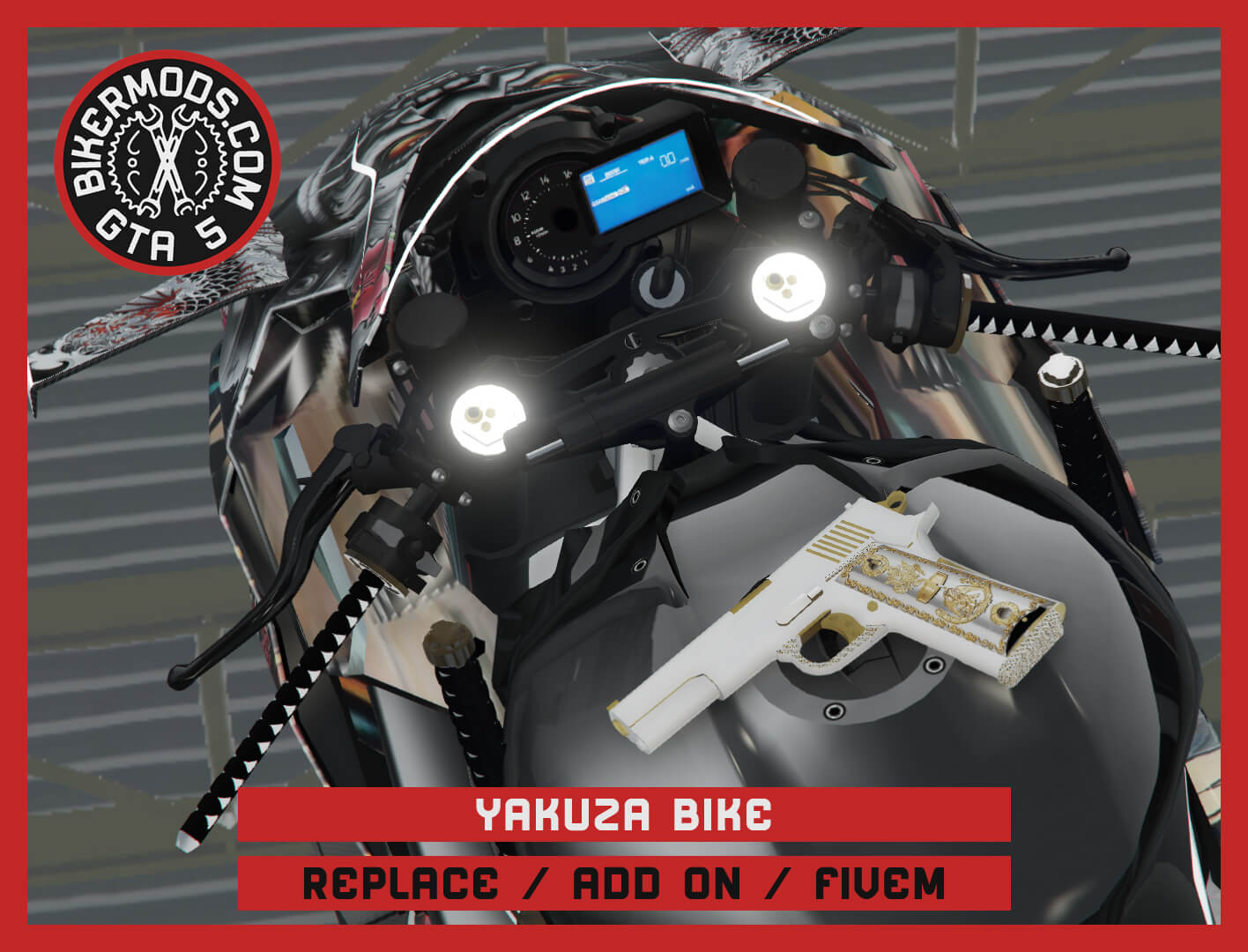 Yakuza Style Motorcycle Bike 3D Render, Digital Artwork by gtabikermods