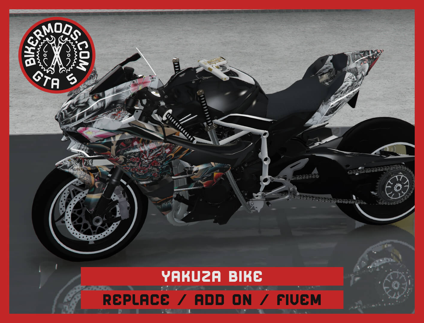 Yakuza Style Motorcycle Bike 3D Render, Digital Artwork by gtabikermods
