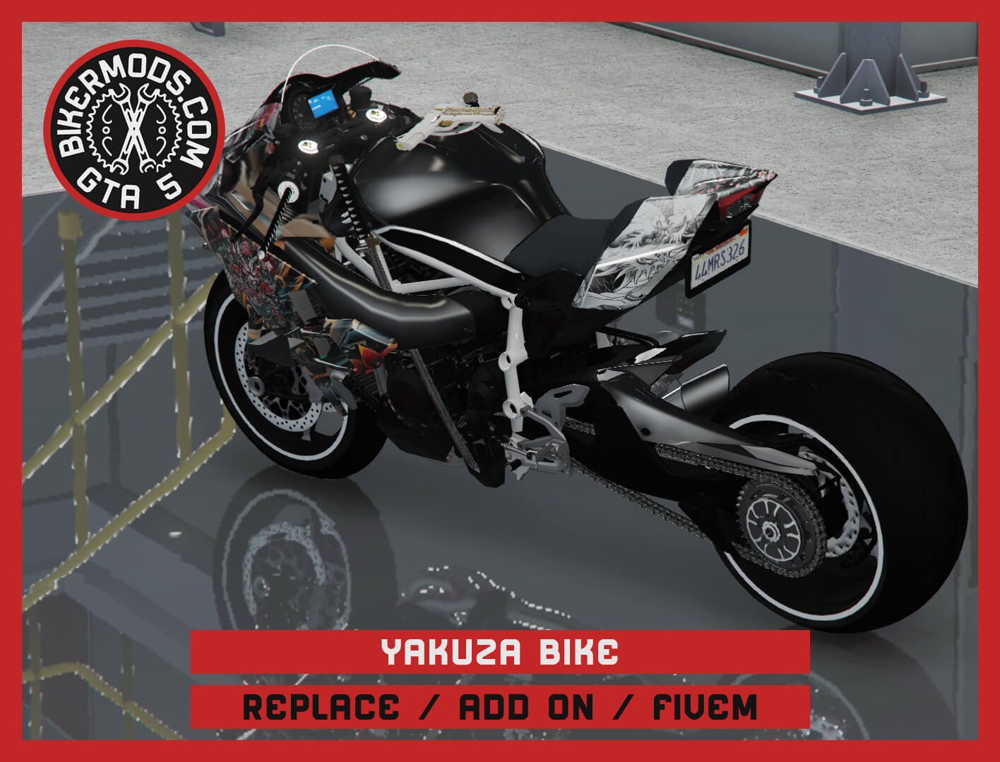 Yakuza Style Motorcycle Bike 3D Render, Digital Artwork by gtabikermods