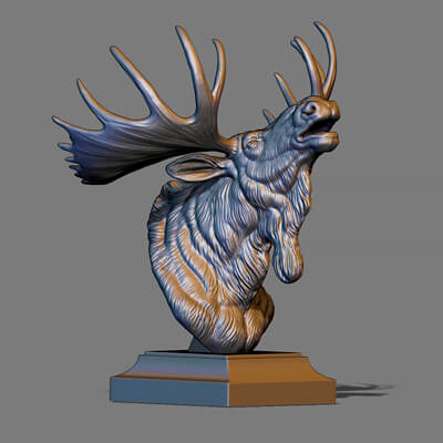 Moose Bust Statue 3D Model