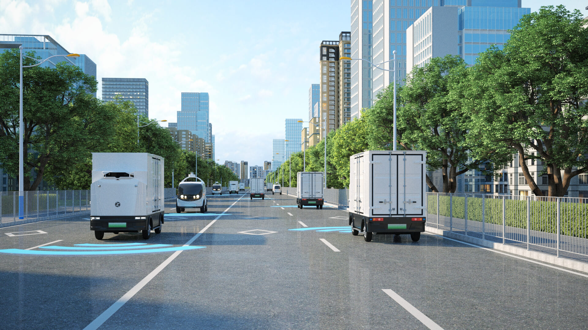 Autonomous Delivery Vehicle Smart City Road 3D Model